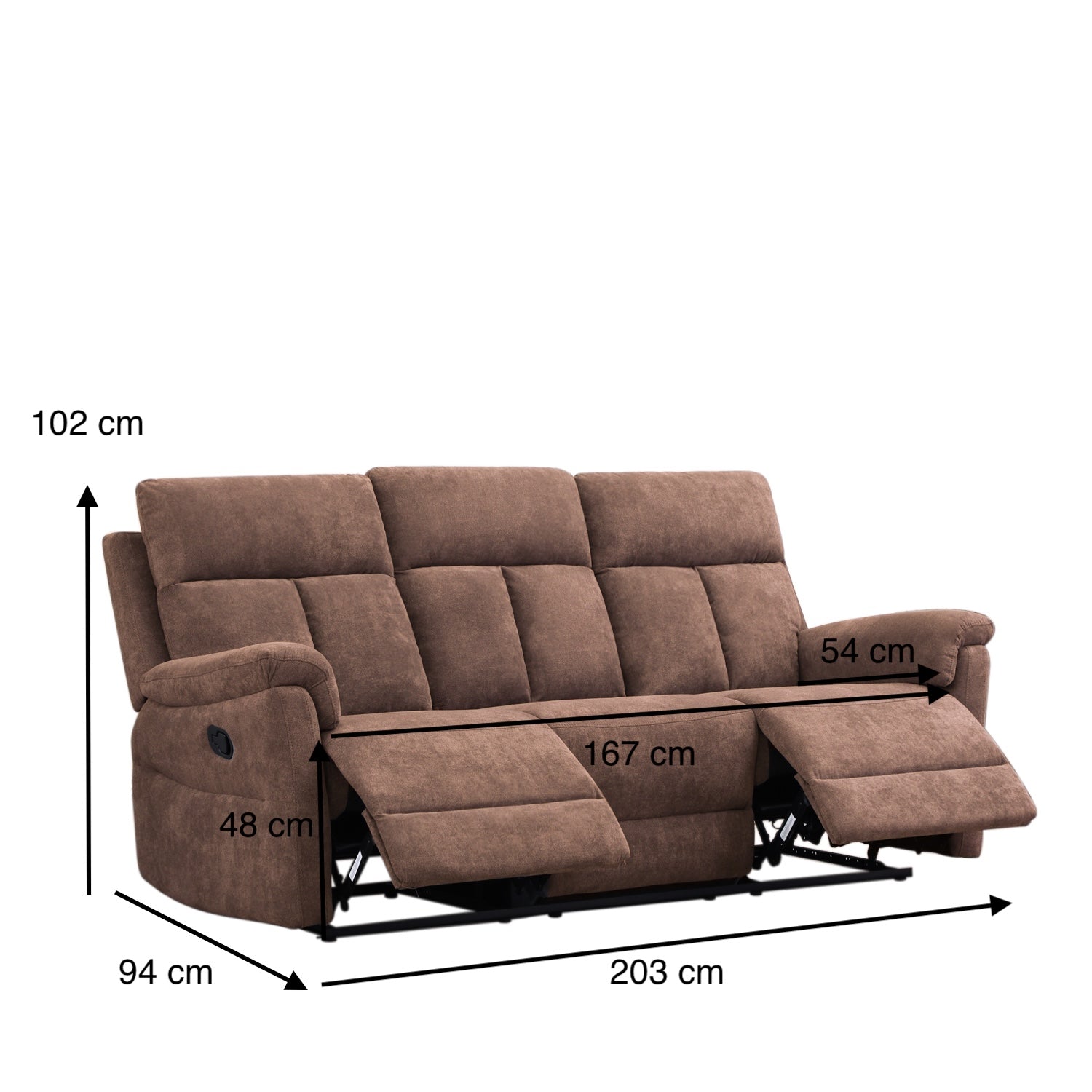Sofá Reclinable 3 Puestos Roterdam Chenille Chocolate
