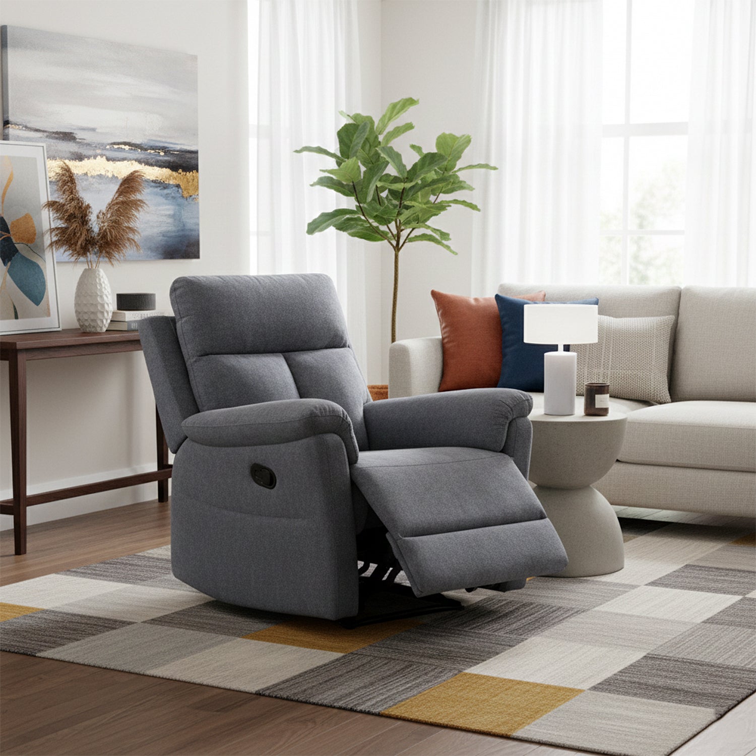 Silla Reclinable Roterdam Chenille Gris