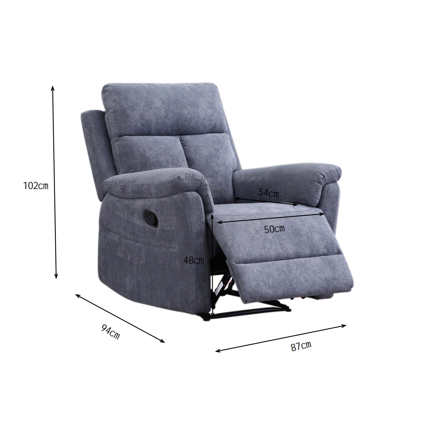 Silla Reclinable Roterdam Chenille Gris