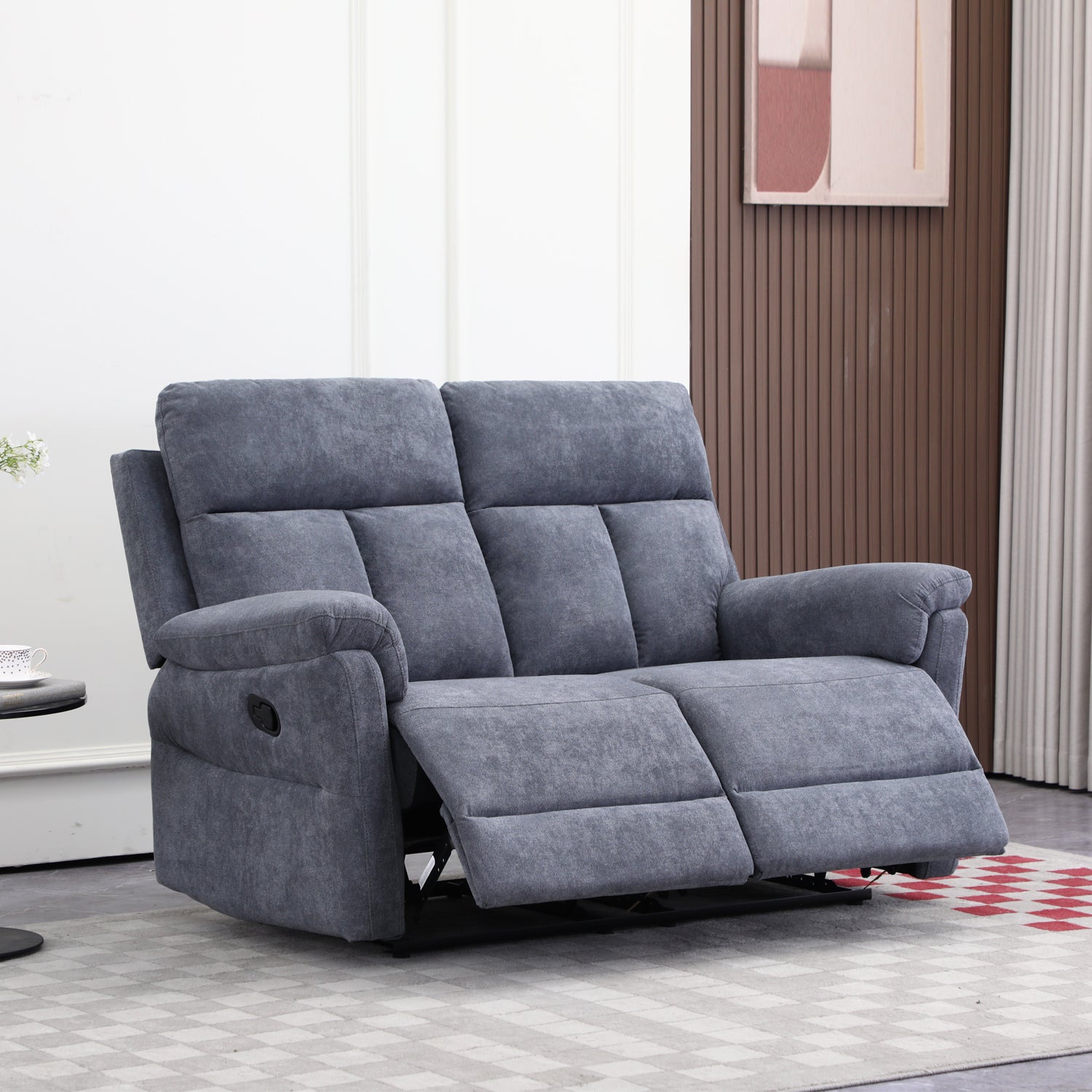 Sofá Reclinable 2 Puestos Roterdam Chenille Gris