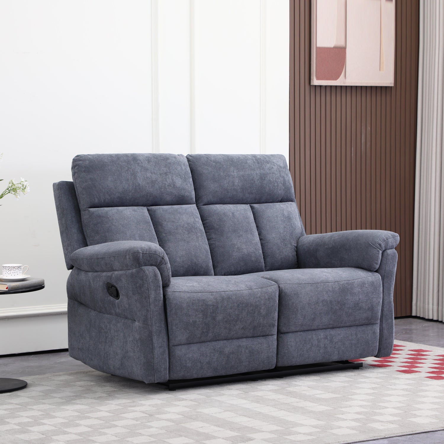 Sofá Reclinable 2 Puestos Roterdam Chenille Gris
