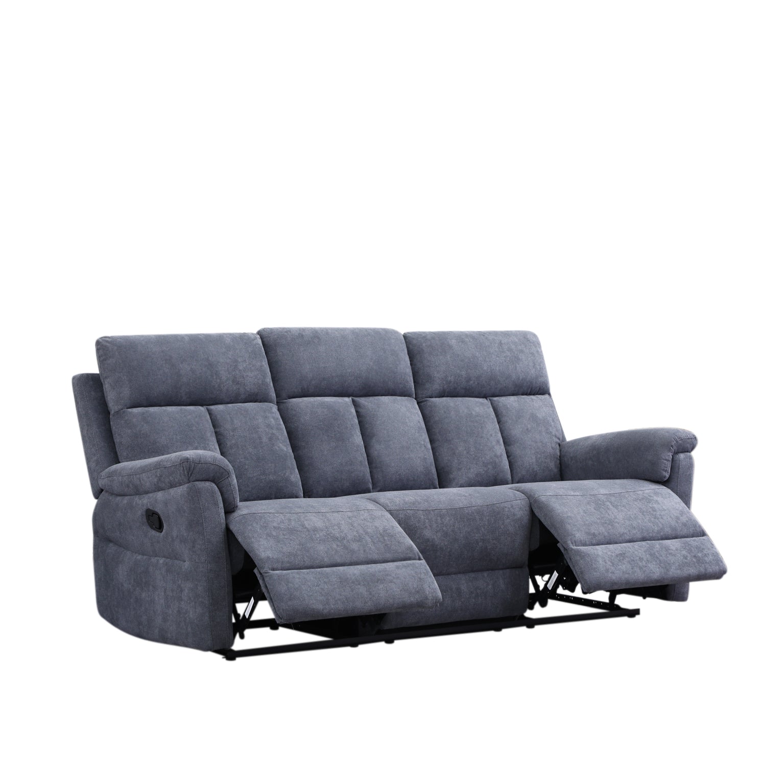 Sofá Reclinable 3 Puestos Roterdam Chenille Gris