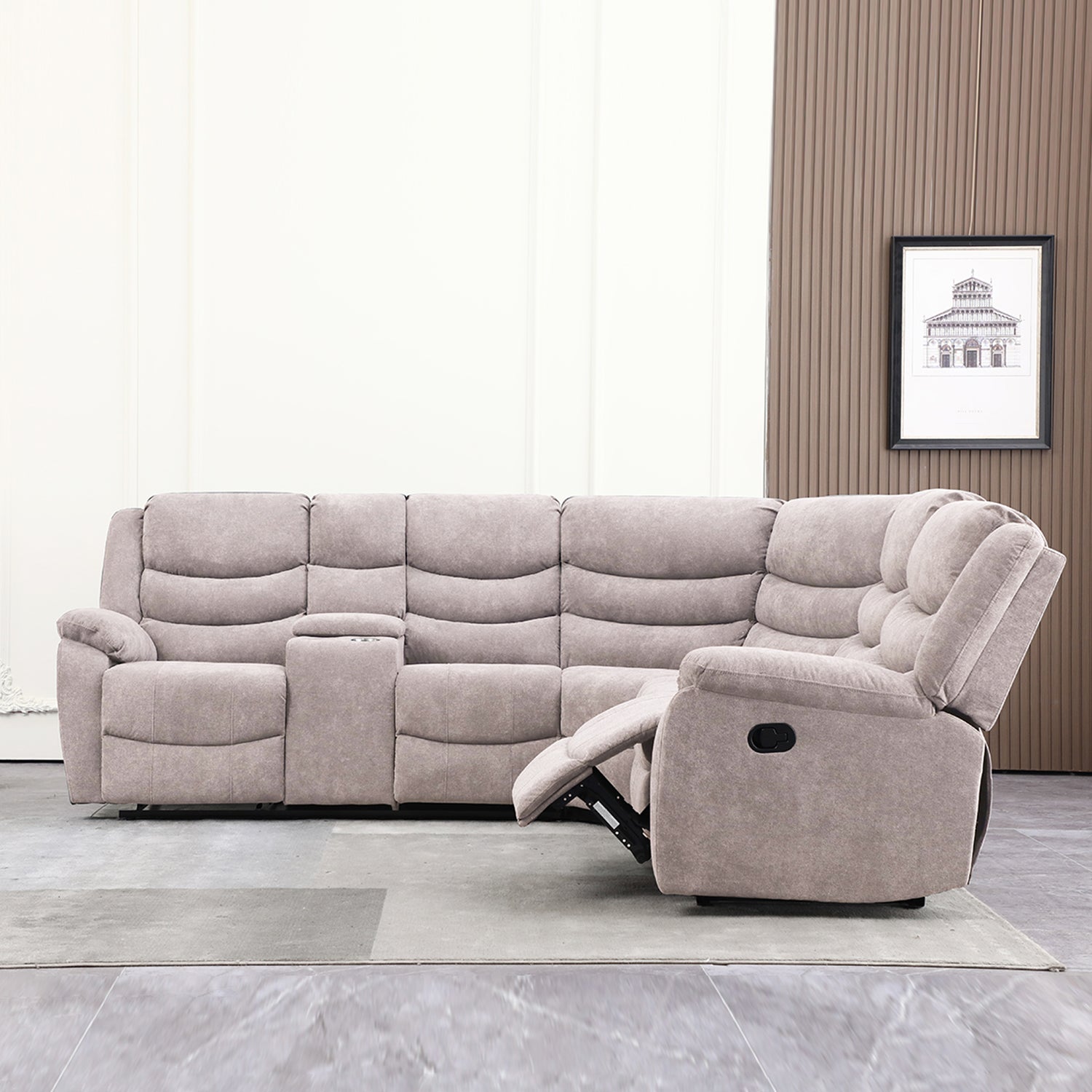 Sala Rinconera Reclinable Anahi Chenille Beige