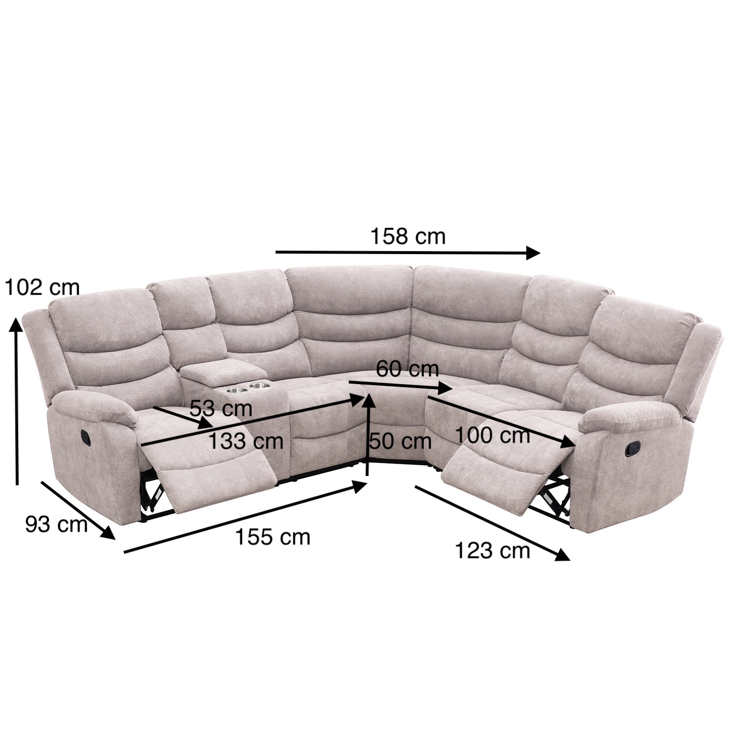Sala Rinconera Reclinable Anahi Chenille Beige