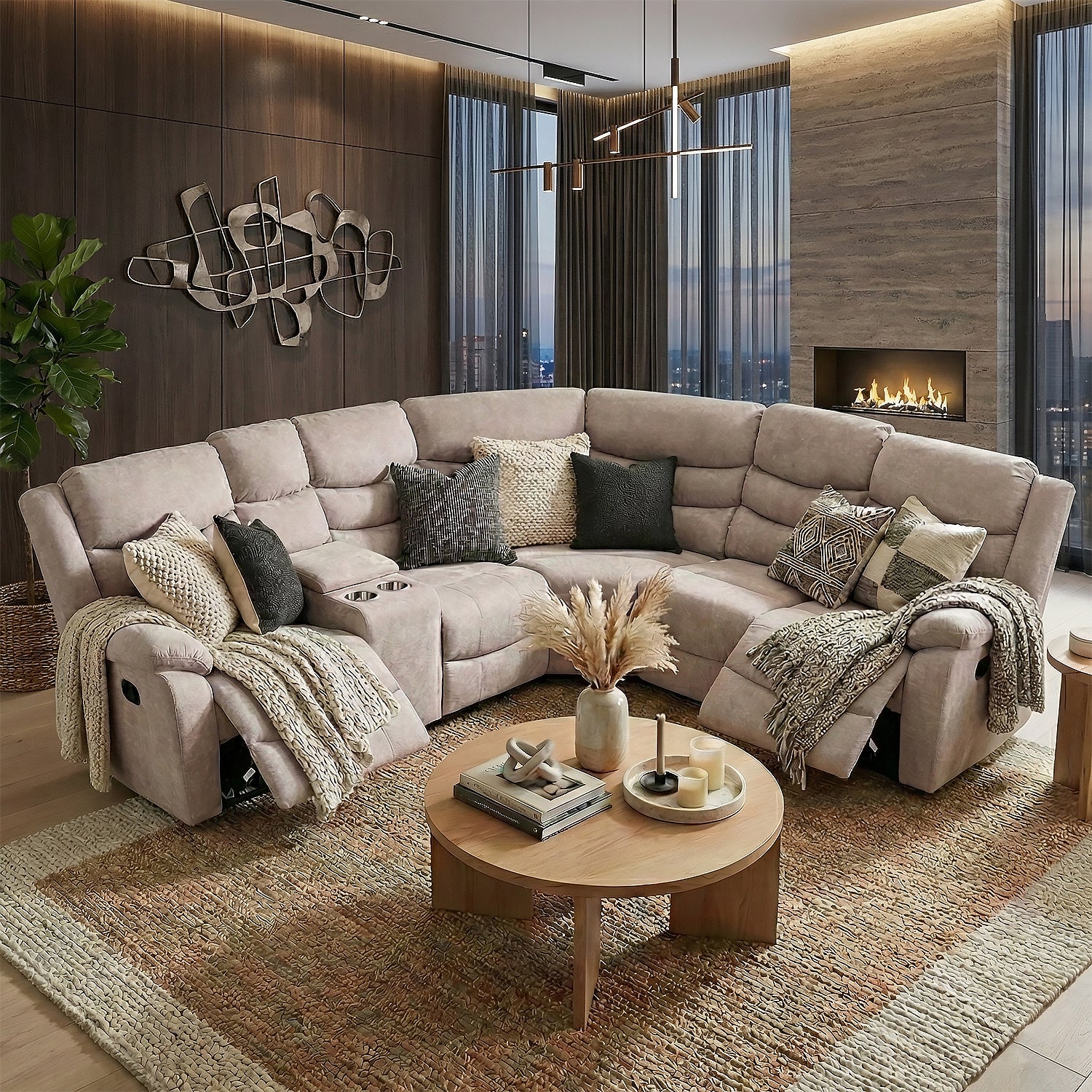 Sala Rinconera Reclinable Anahi Chenille Beige
