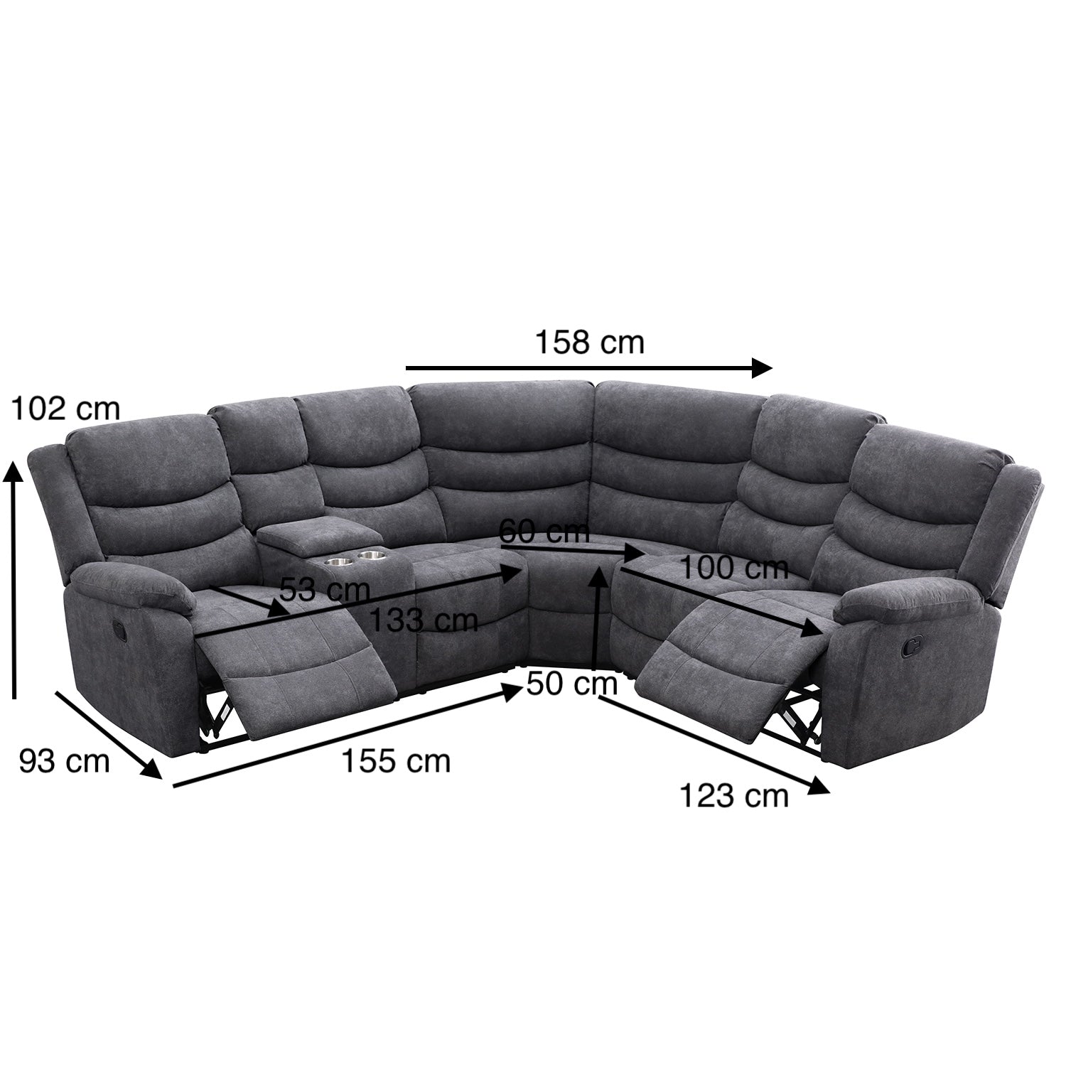 Sala Rinconera Reclinable Anahi Chenille Plomo