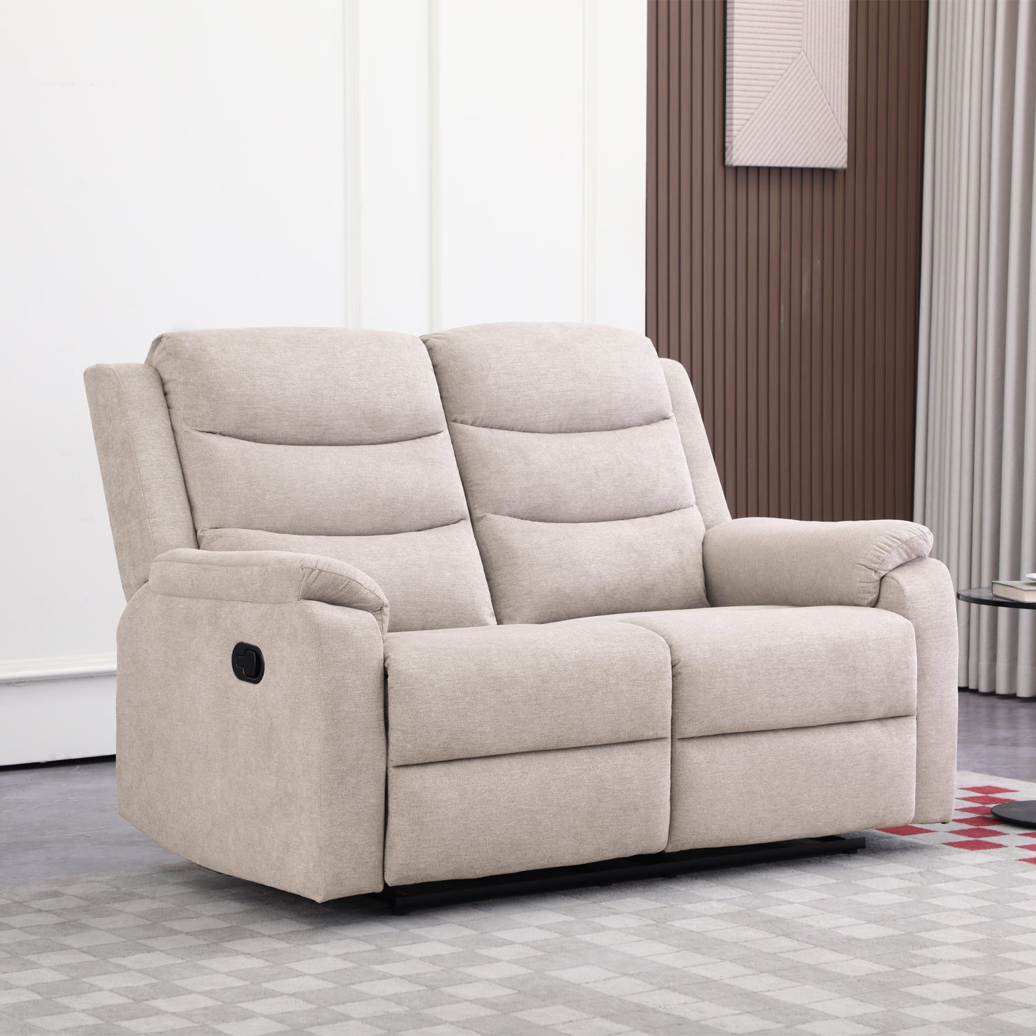 Sofá Reclinable 2 Puestos Cliford Chenille Beige