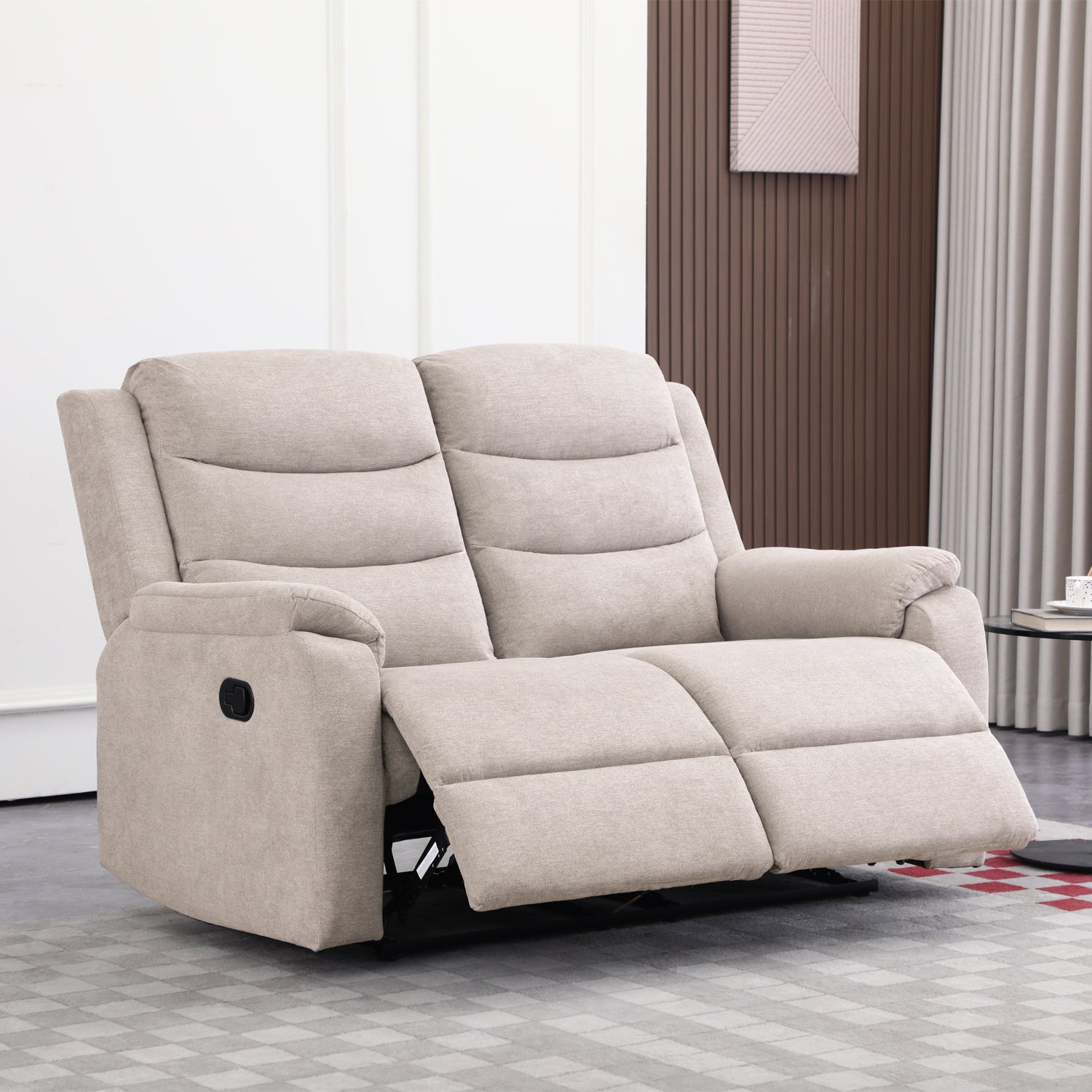 Sofá Reclinable 2 Puestos Cliford Chenille Beige
