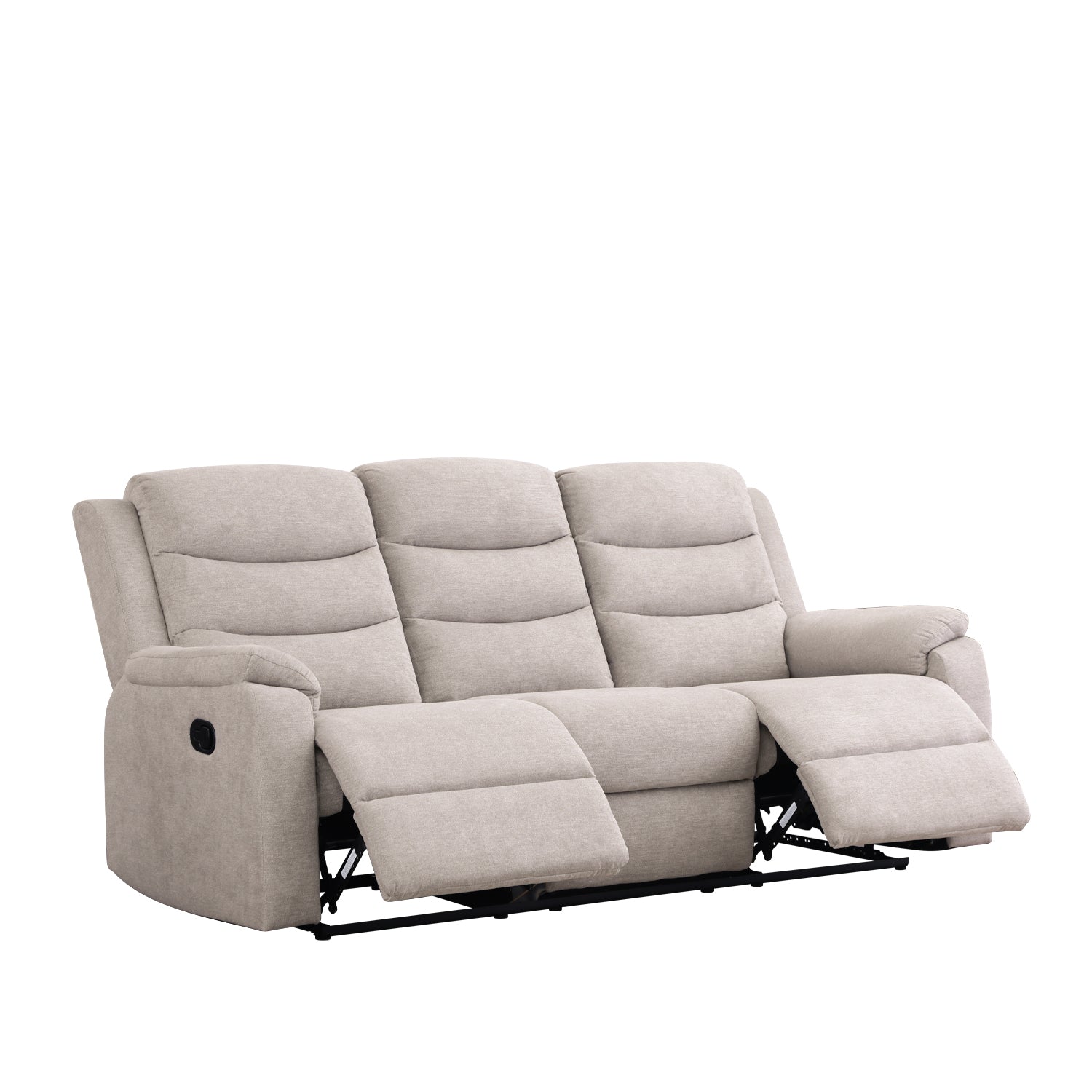 Sofá Reclinable 3 Puestos Cliford Chenille Beige
