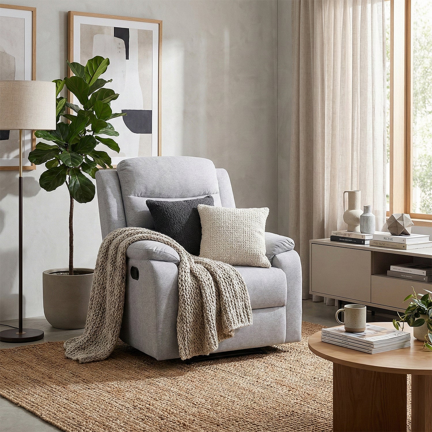 Silla Reclinable Cliford Chenille Plata