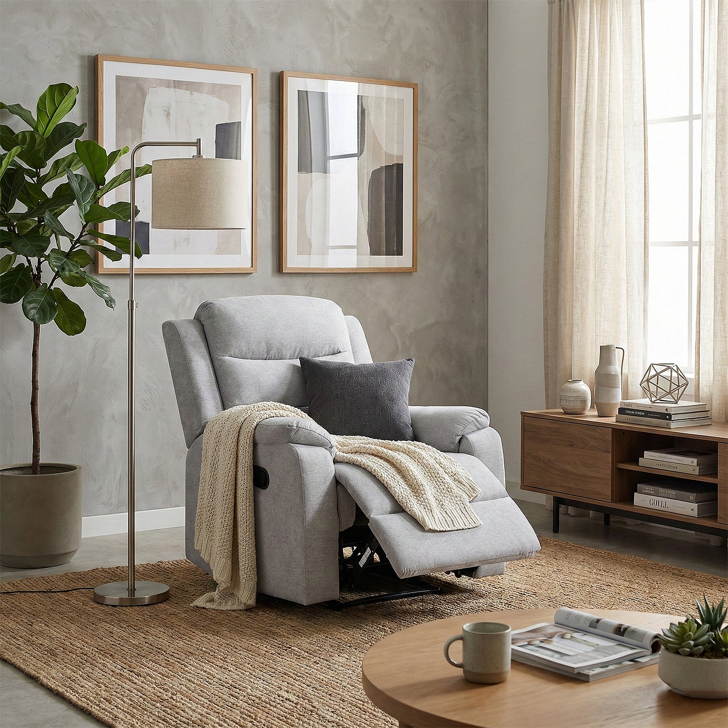 Silla Reclinable Cliford Chenille Plata