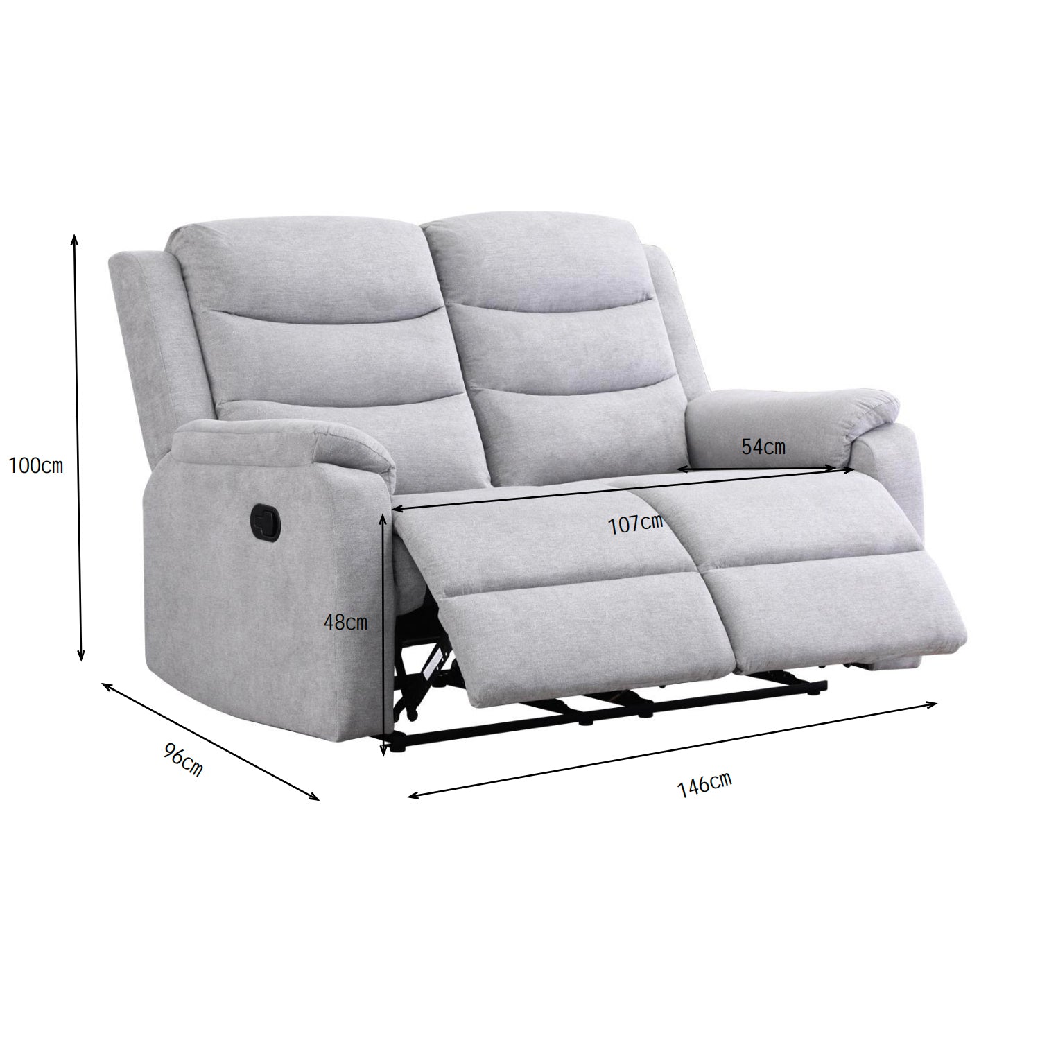Sofá Reclinable 2 Puestos Cliford Chenille Plata