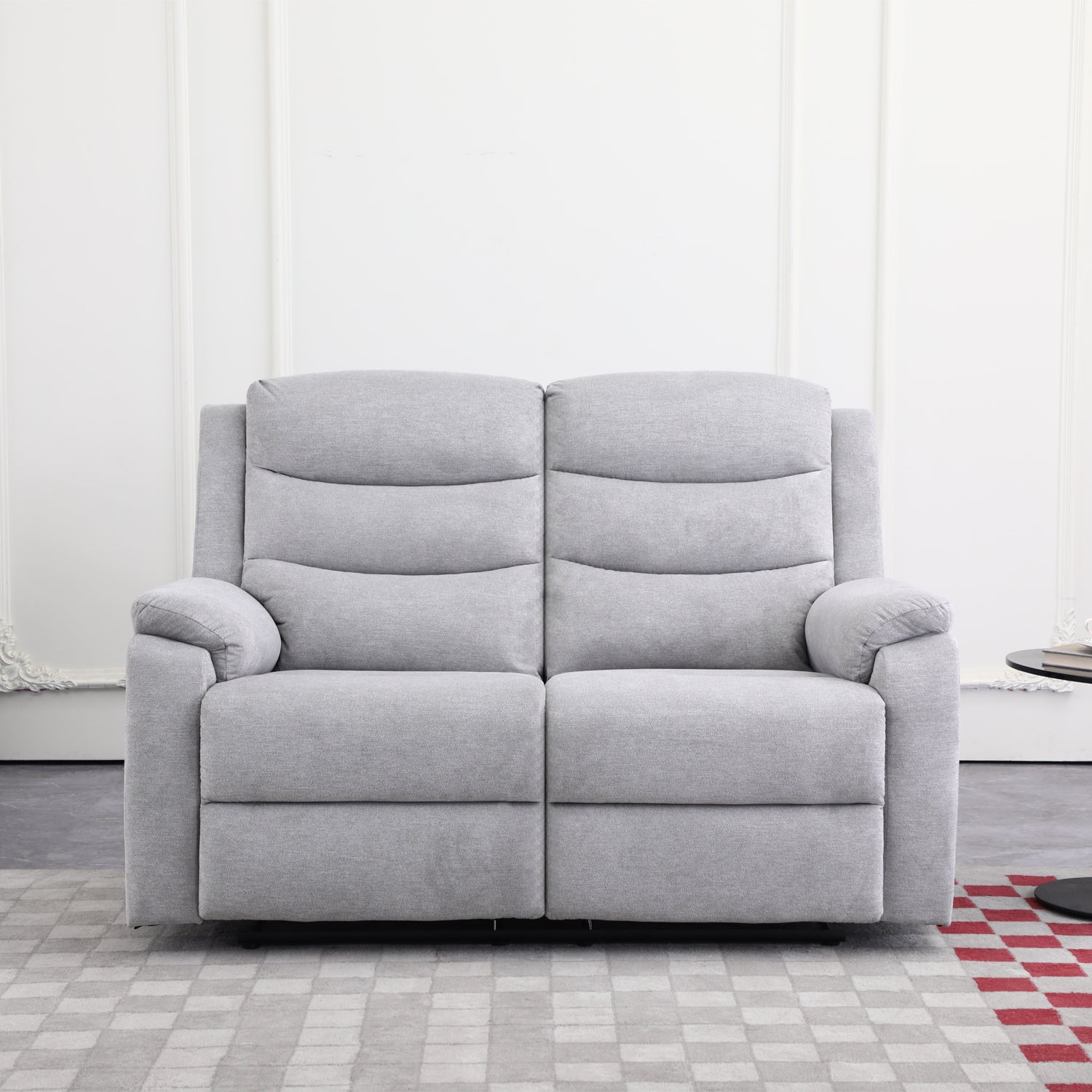Sofá Reclinable 2 Puestos Cliford Chenille Plata