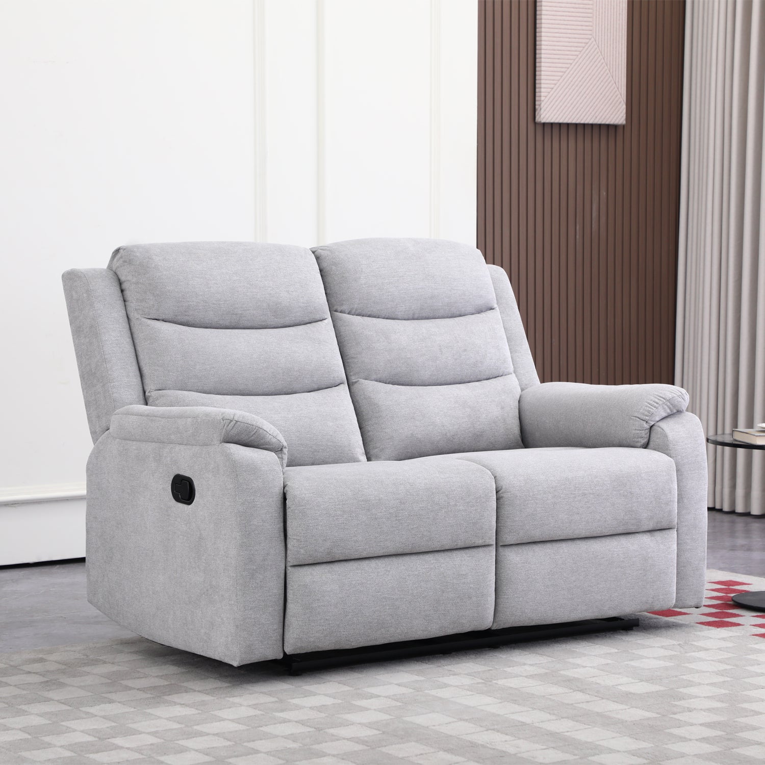 Sofá Reclinable 2 Puestos Cliford Chenille Plata