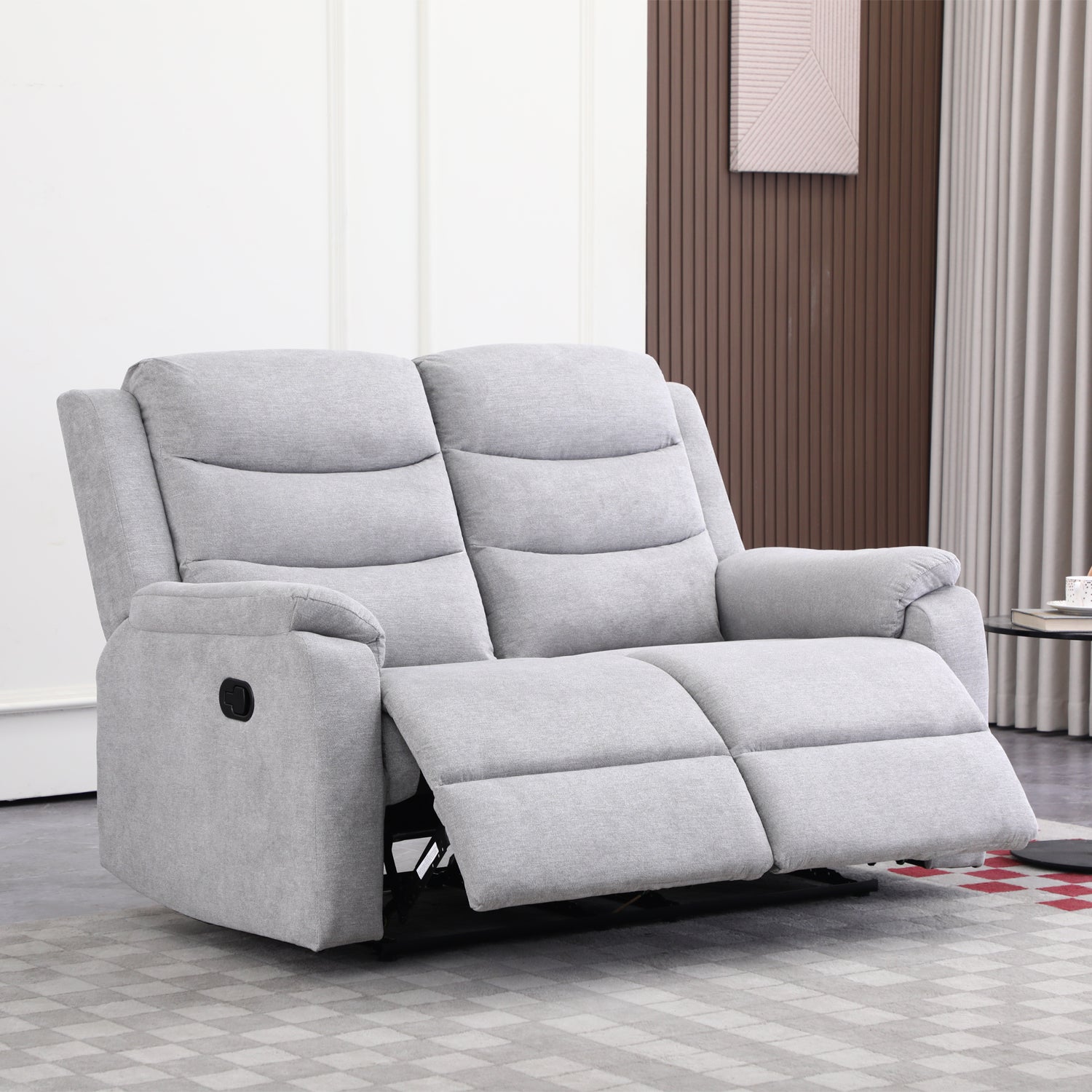 Sofá Reclinable 2 Puestos Cliford Chenille Plata