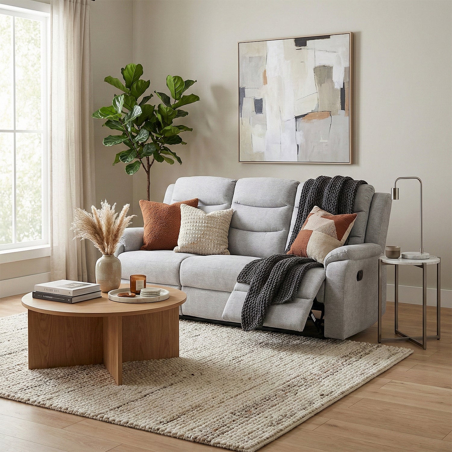 Sofá Reclinable 3 Puestos Cliford Chenille Plata