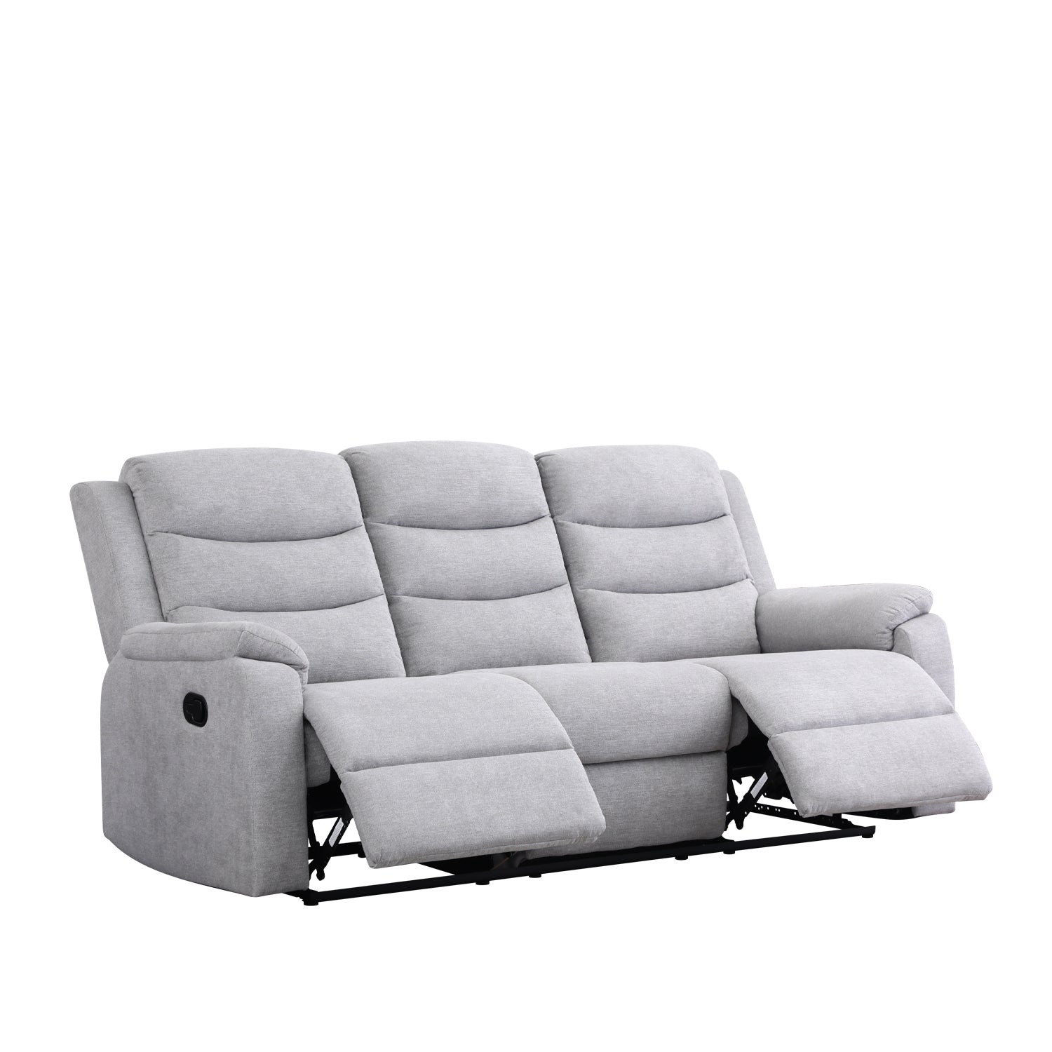 Sofá Reclinable 3 Puestos Cliford Chenille Plata
