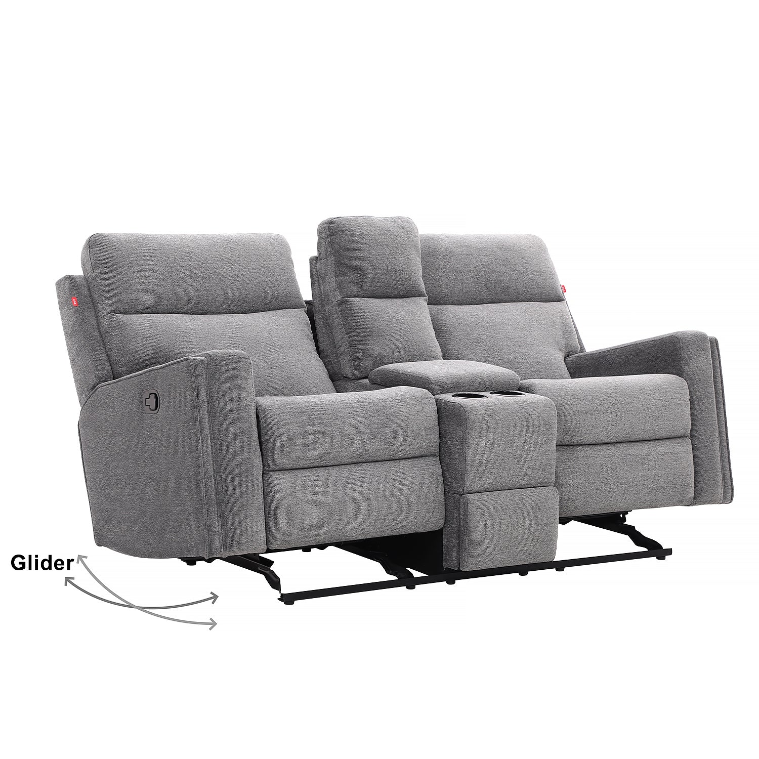 Sofá Reclinable 2 Puestos Beckel Chenille Gris