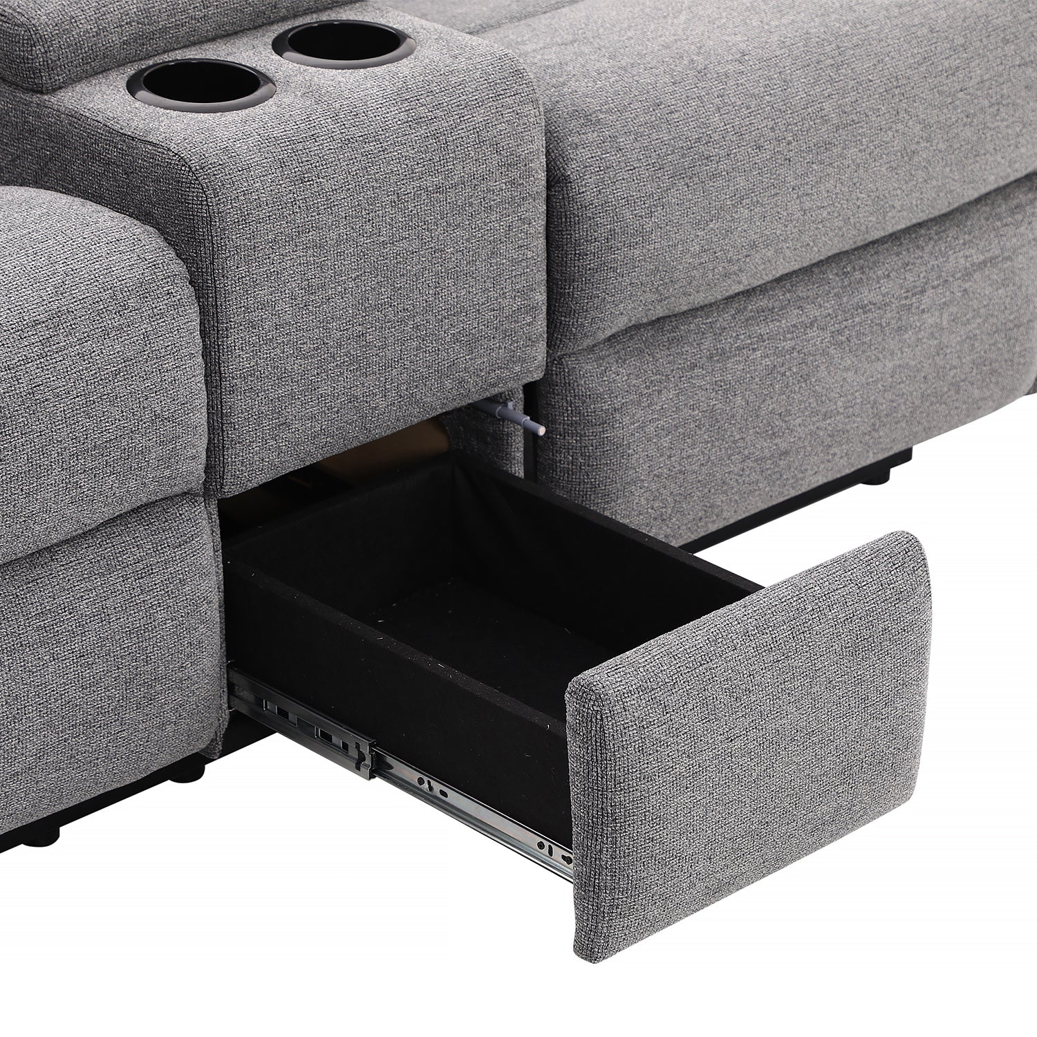 Sofá Reclinable 2 Puestos Beckel Chenille Gris