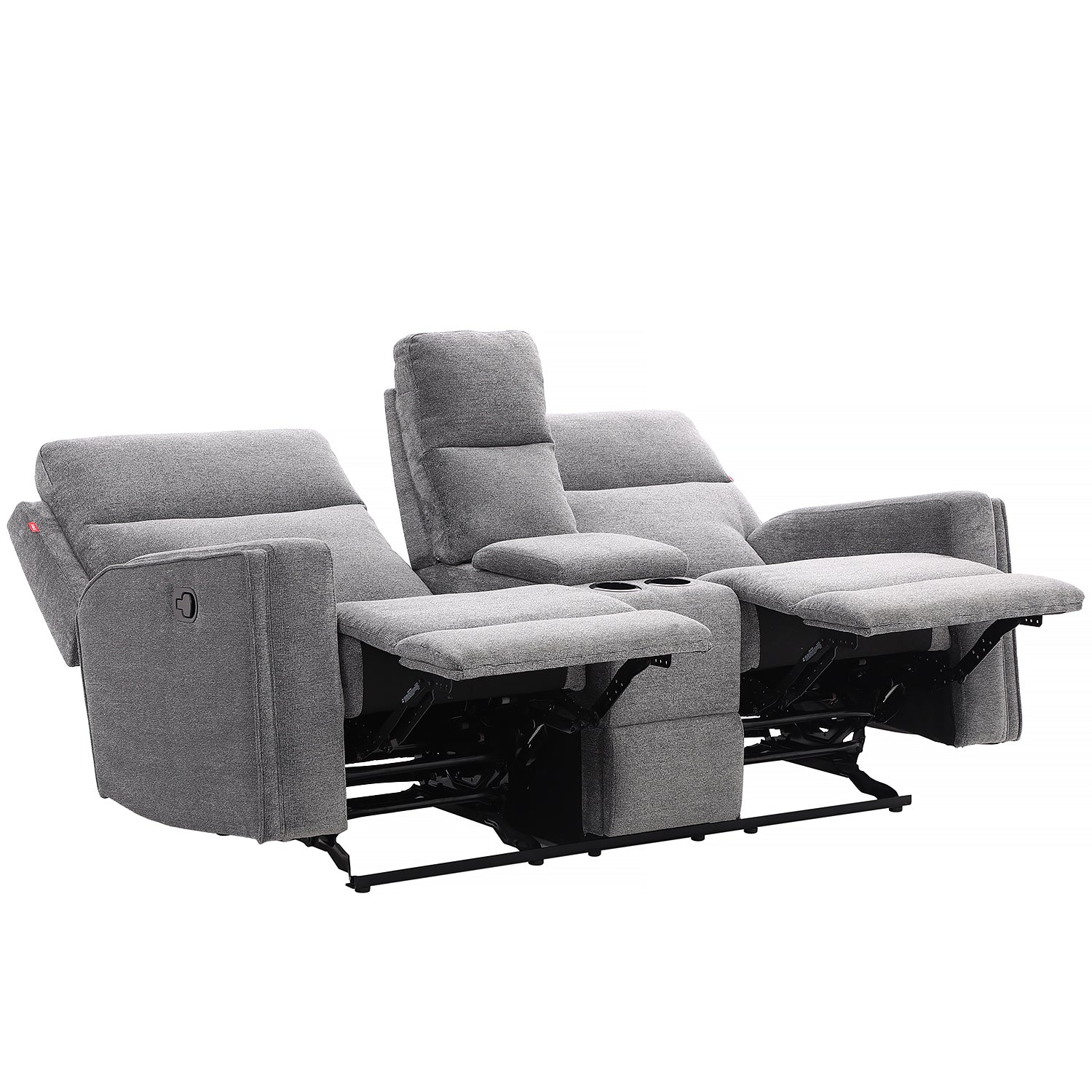 Sofá Reclinable 2 Puestos Beckel Chenille Gris