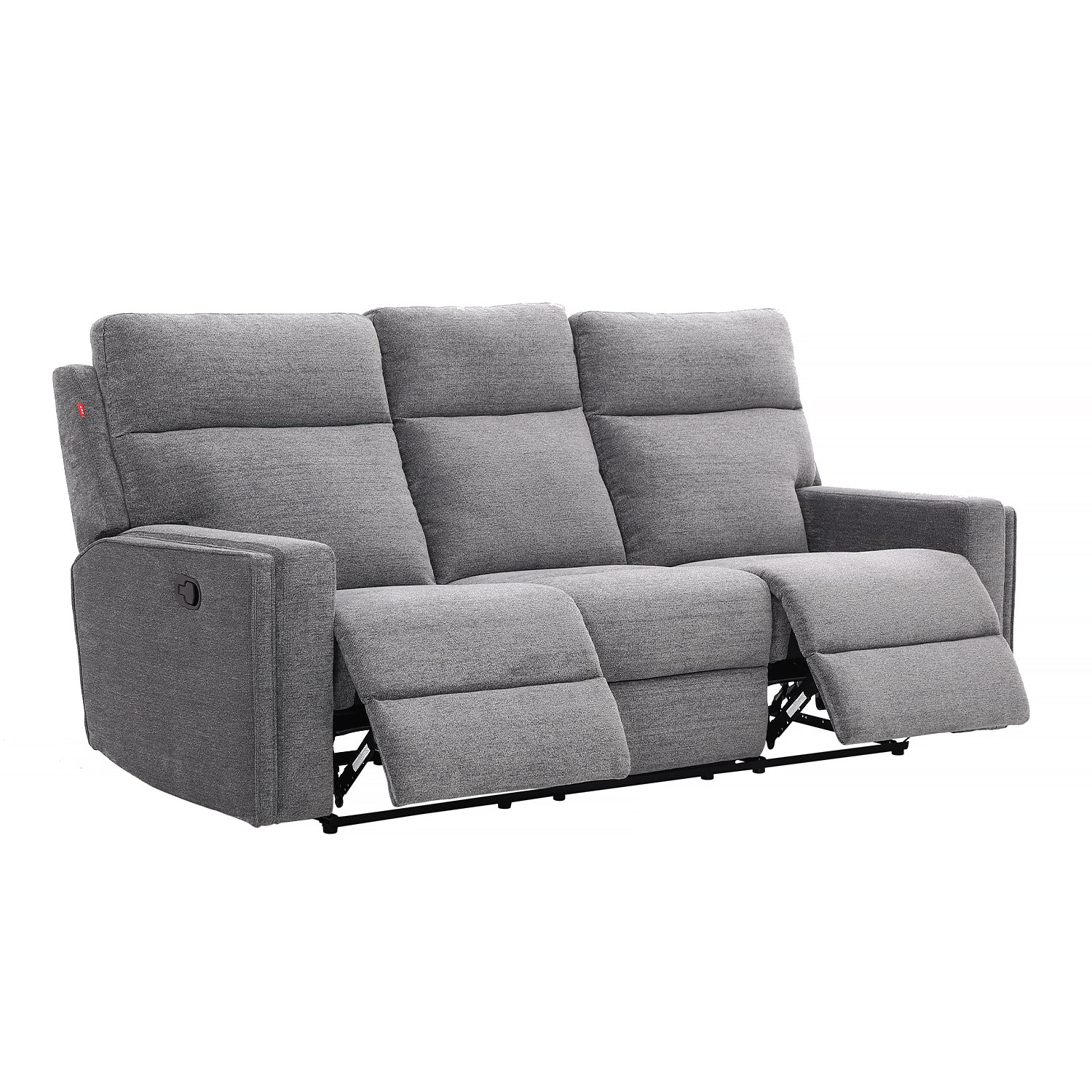 Sofá Reclinable 3 Puestos Beckel Chenille Gris