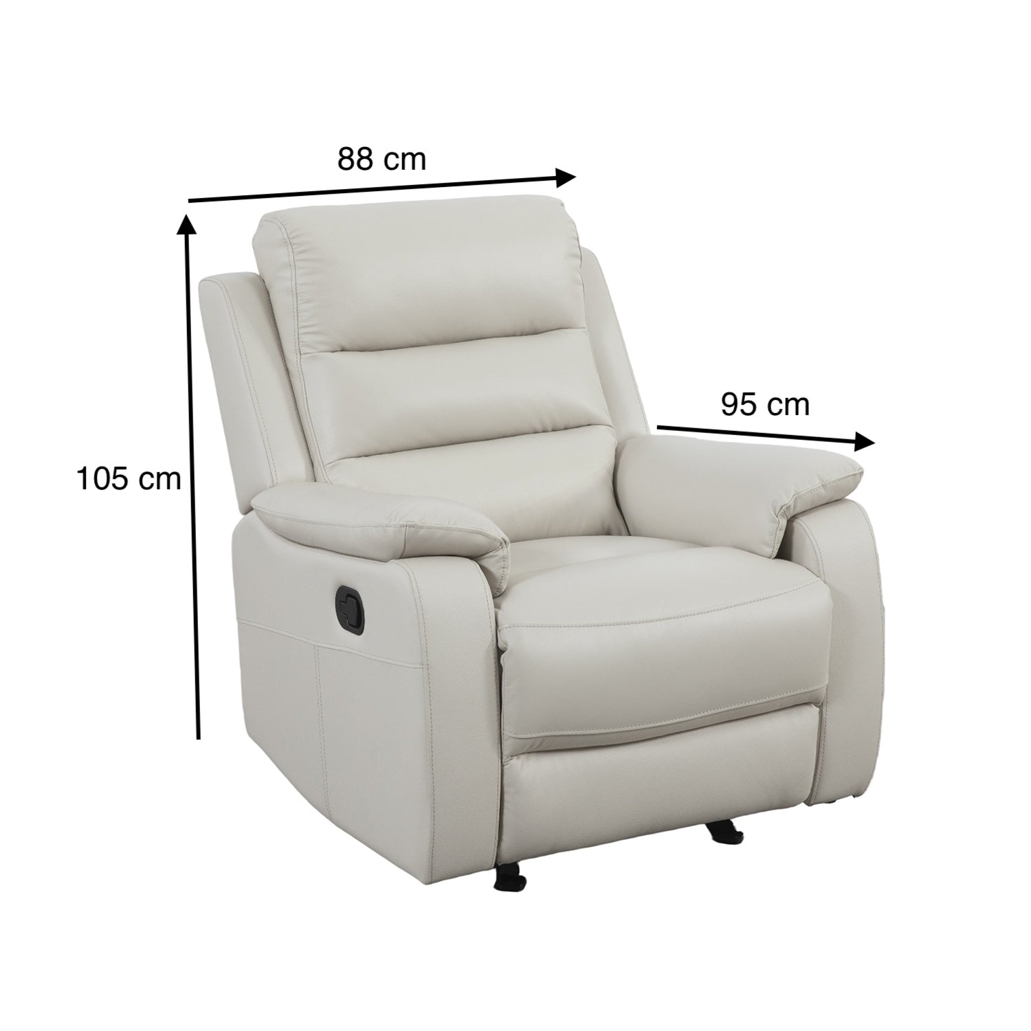 Sillón Reclinable Buzz Cuero Off White