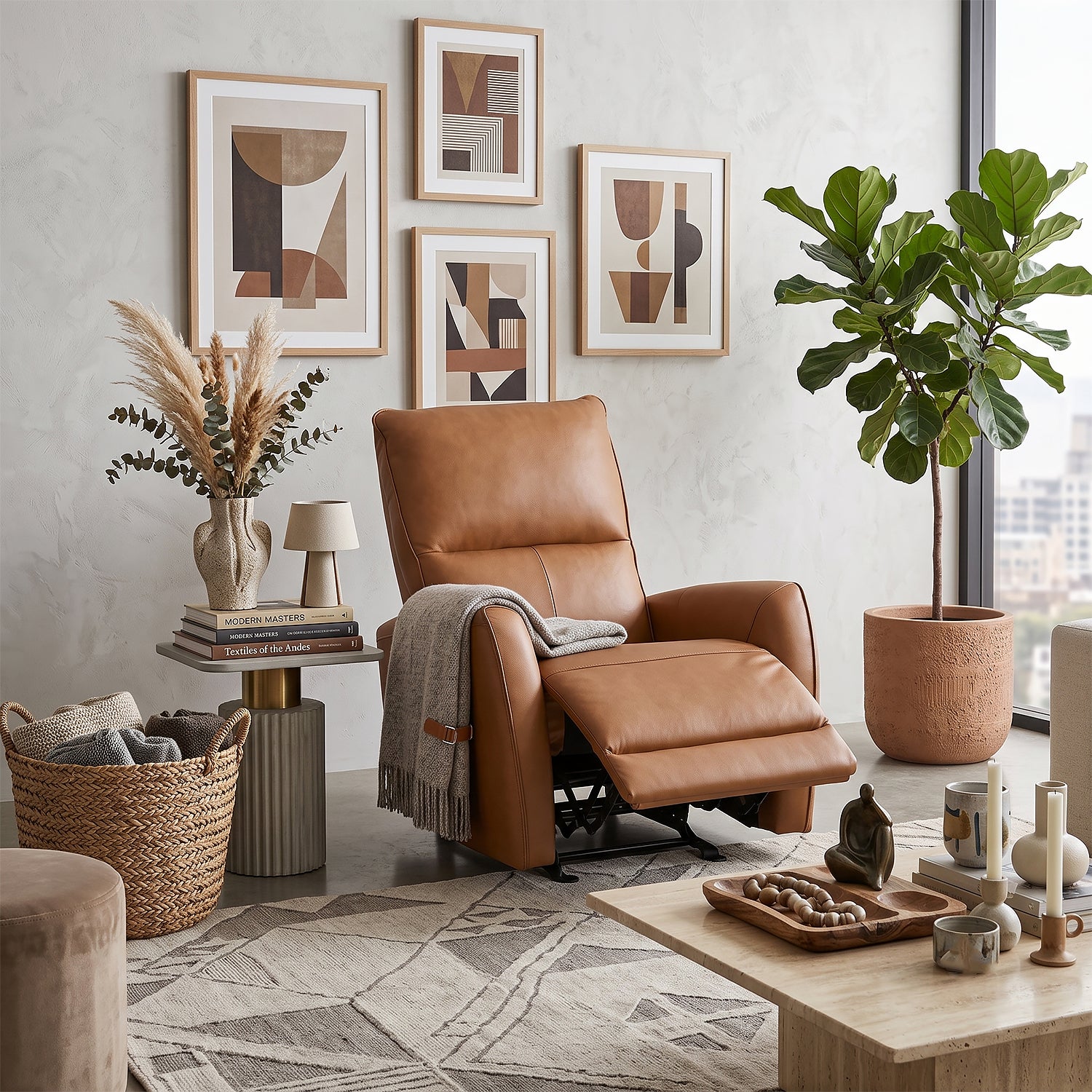 Silla Reclinable Bob Cuero Miel