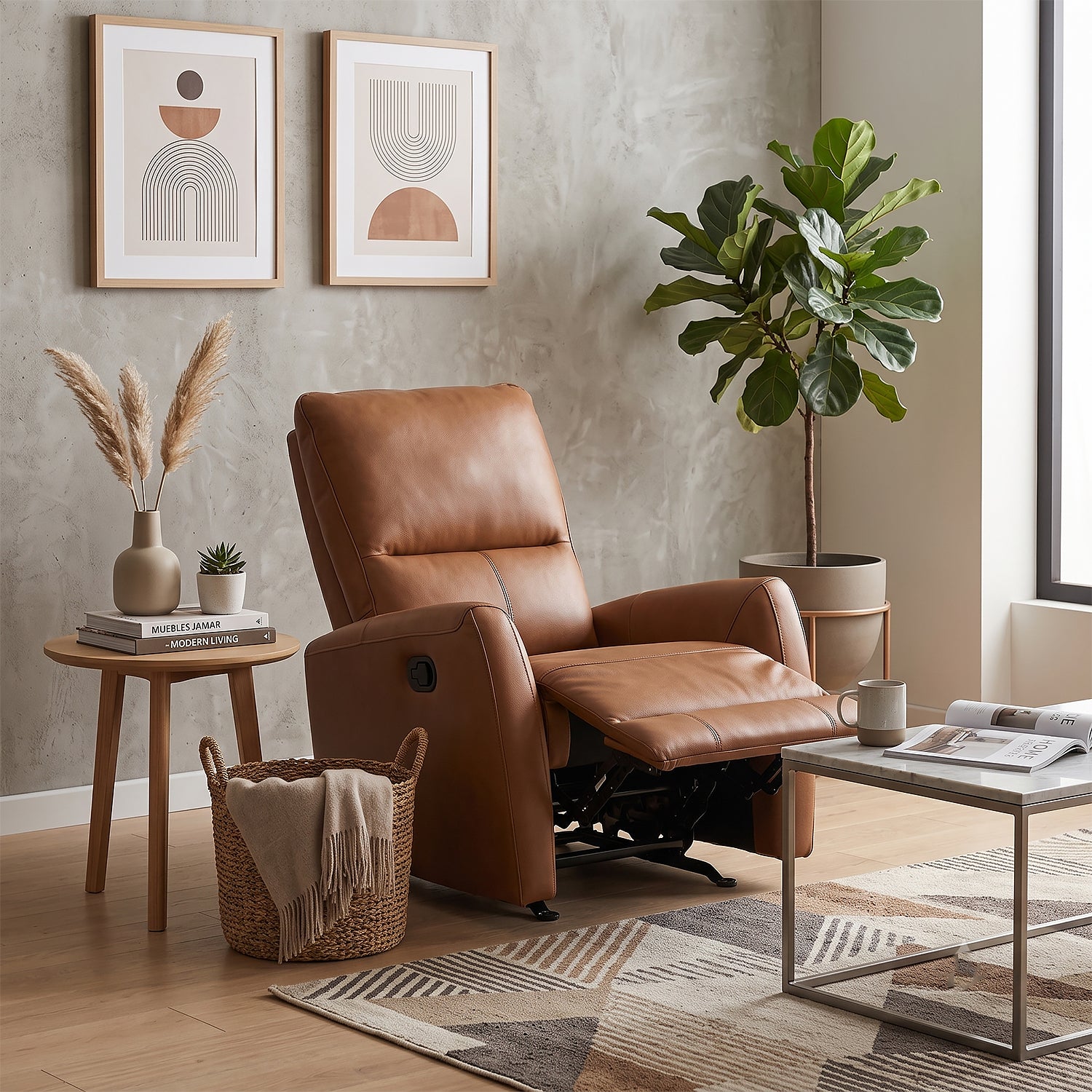 Silla Reclinable Bob Cuero Miel