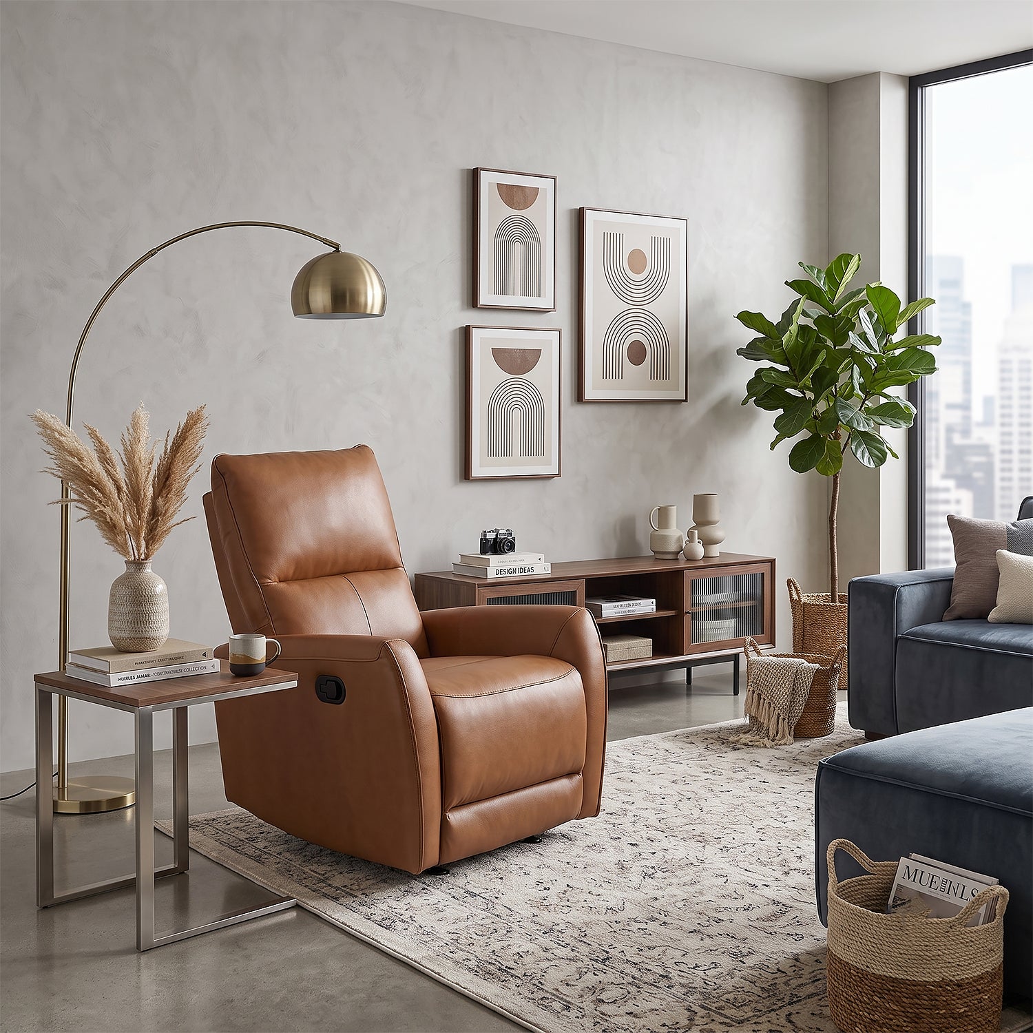 Silla Reclinable Bob Cuero Miel