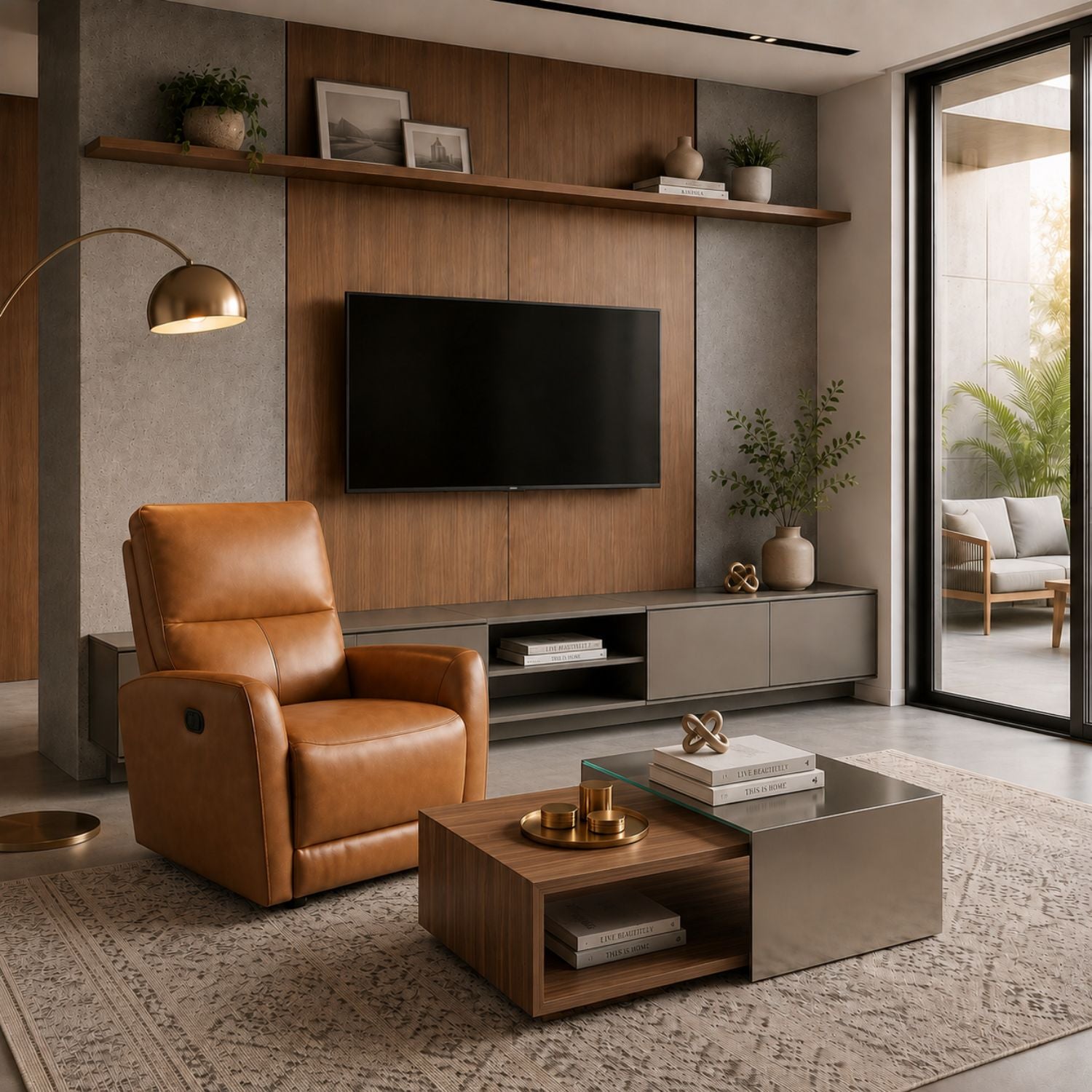 Silla Reclinable Bob Cuero Mostaza