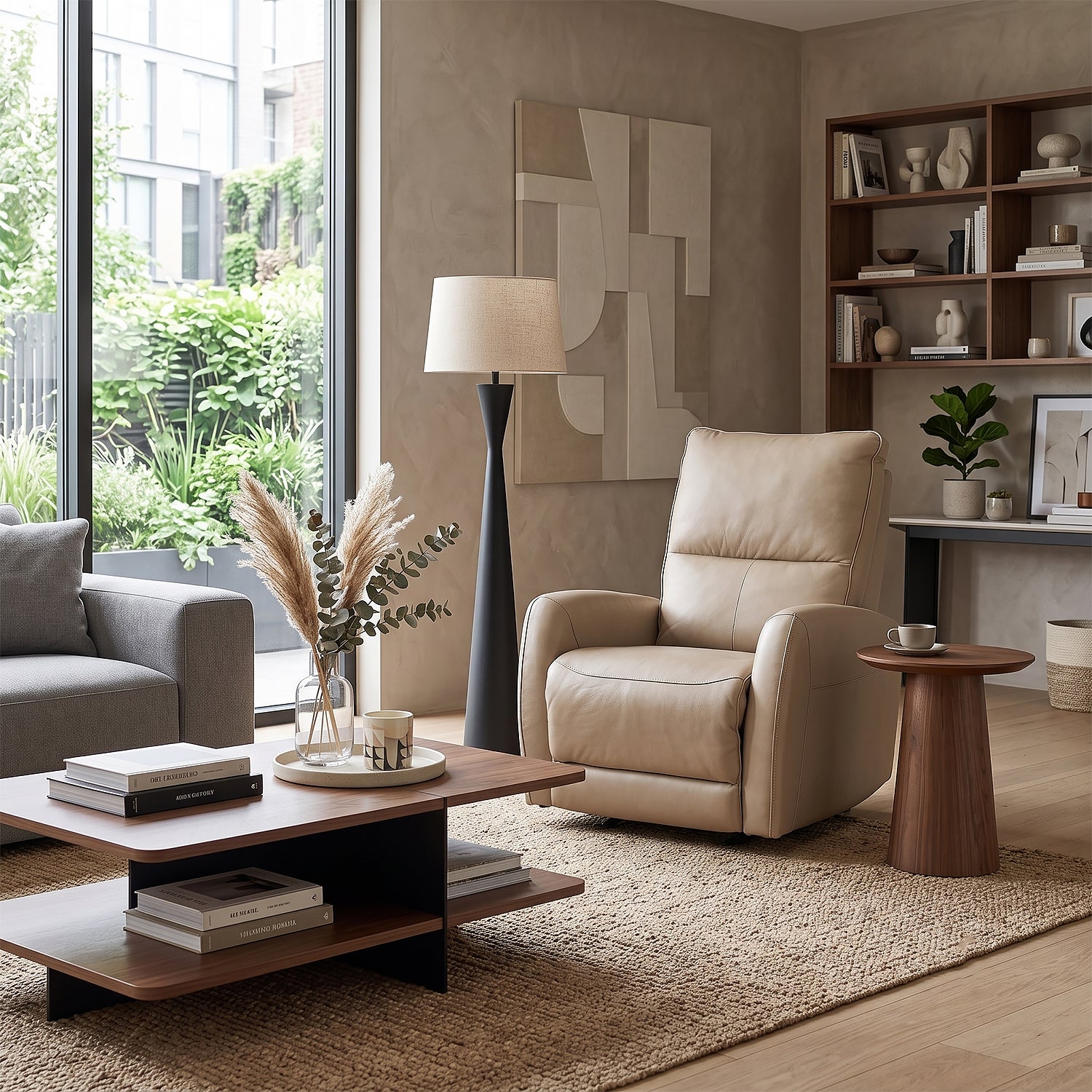 Silla Reclinable Bob Cuero Beige