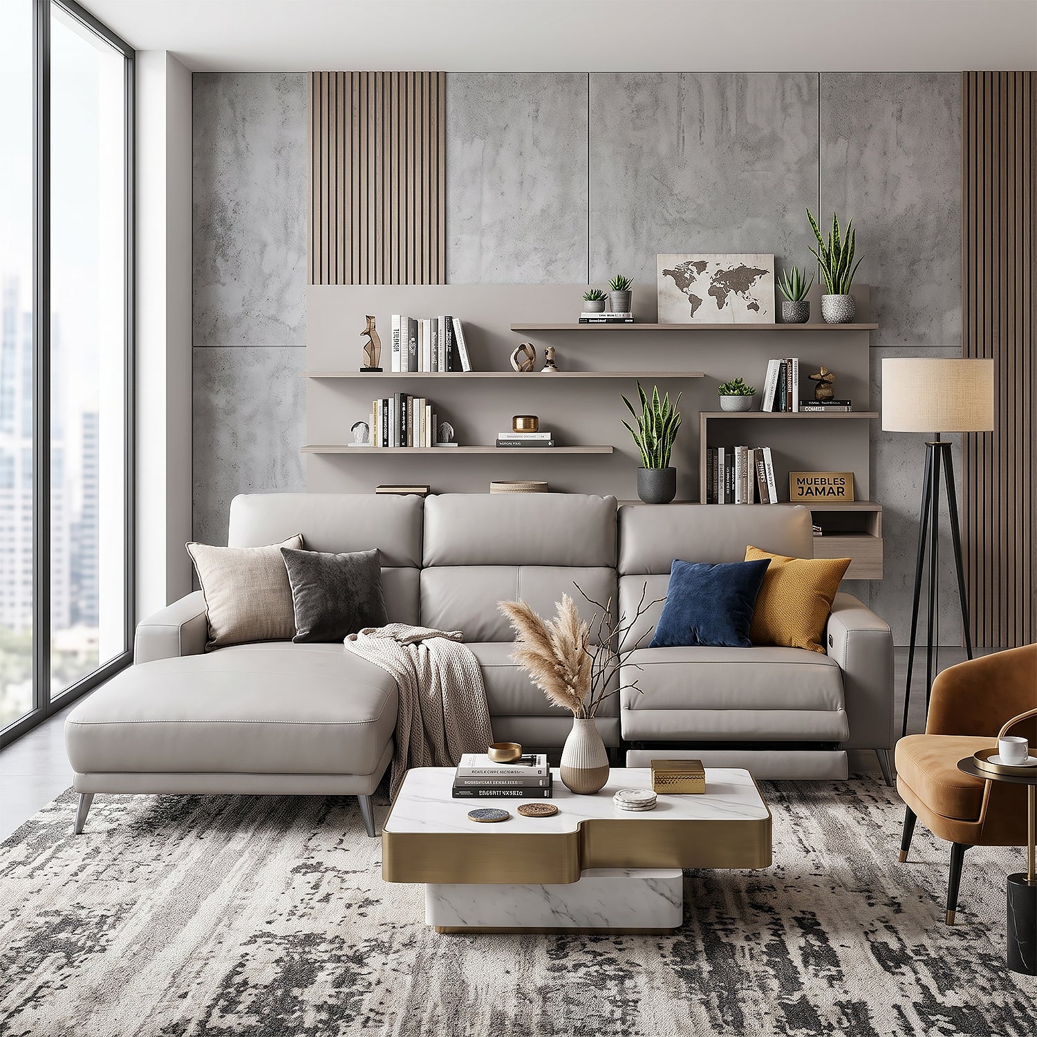 Sala Rinconera Azalea Cuero Gris