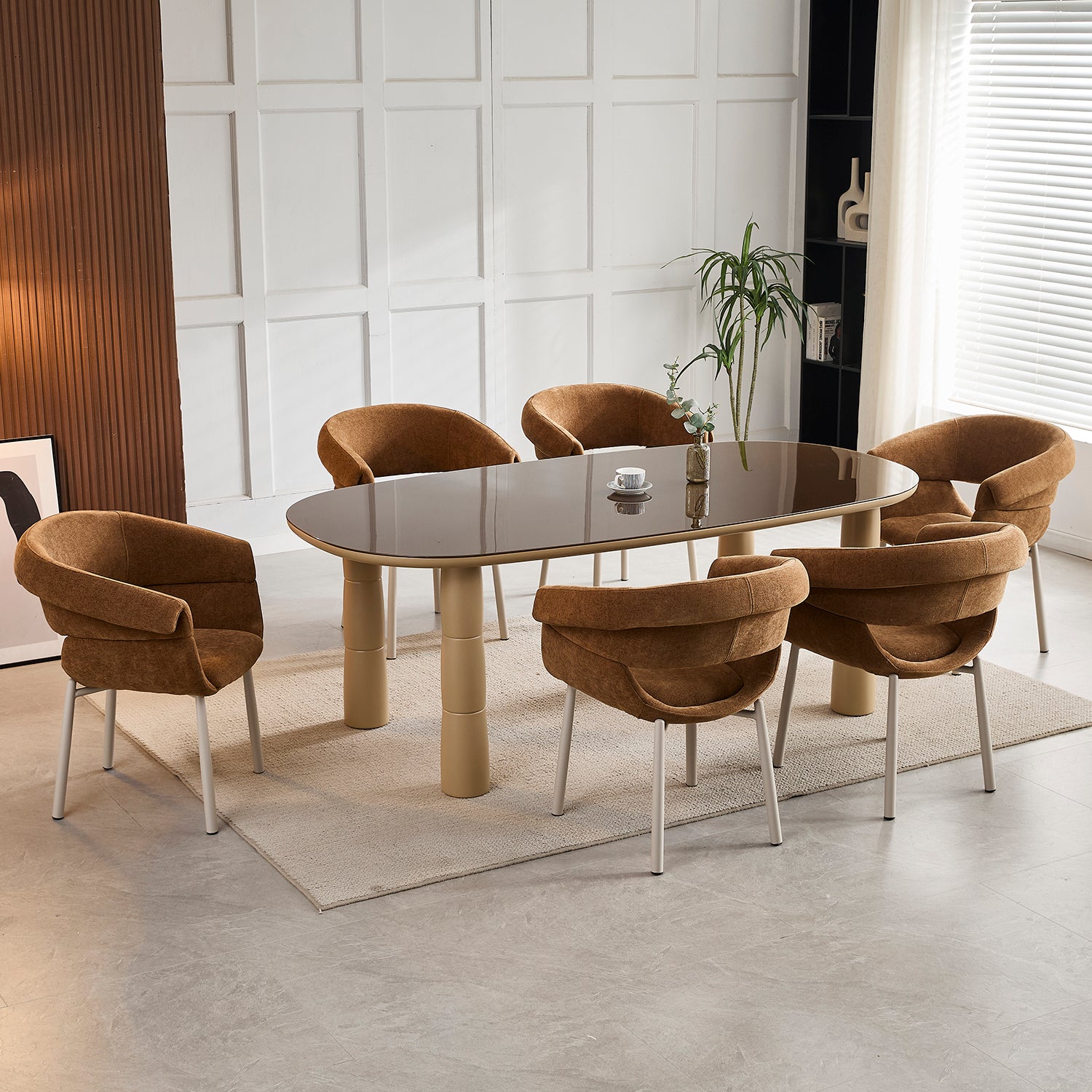 Comedor 6 Puestos Cliford Chenille Café, Taupe