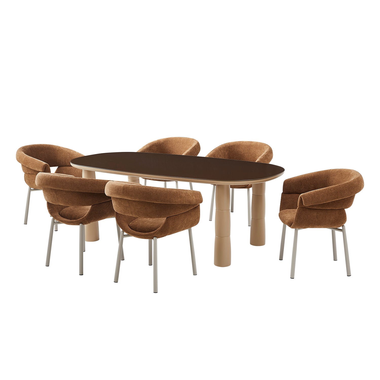 Comedor 6 Puestos Cliford Chenille Café, Taupe