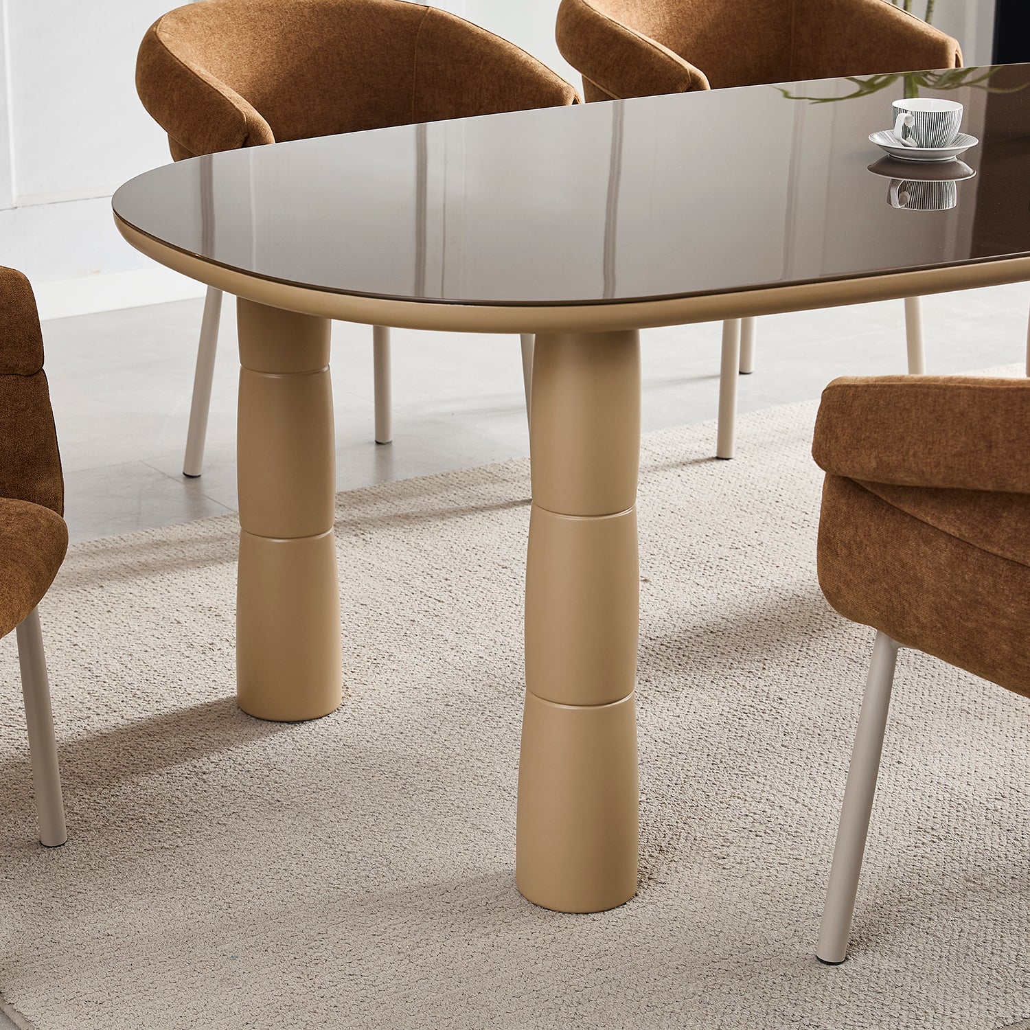 Comedor 6 Puestos Cliford Chenille Café, Taupe
