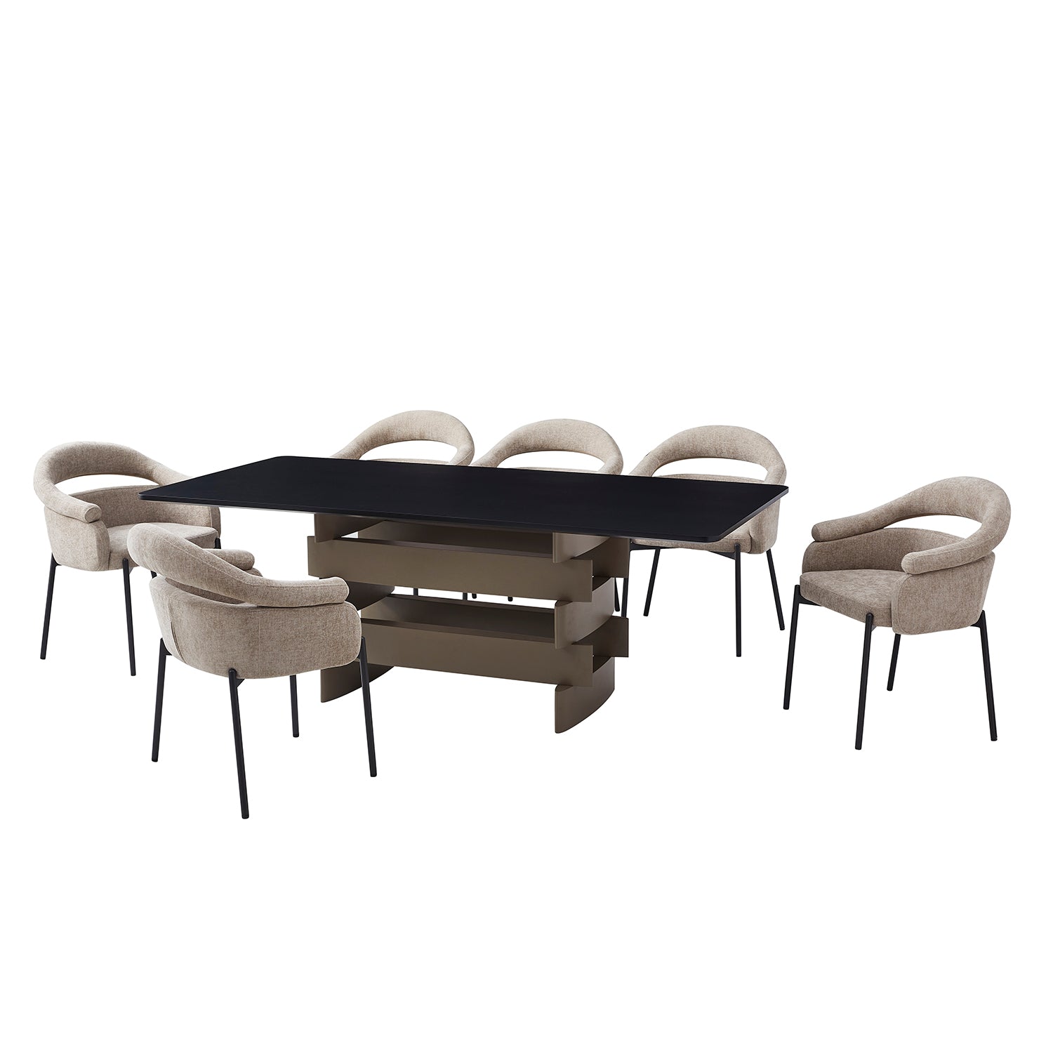 Comedor 6 Puestos Carol Chenille Beige, Natural