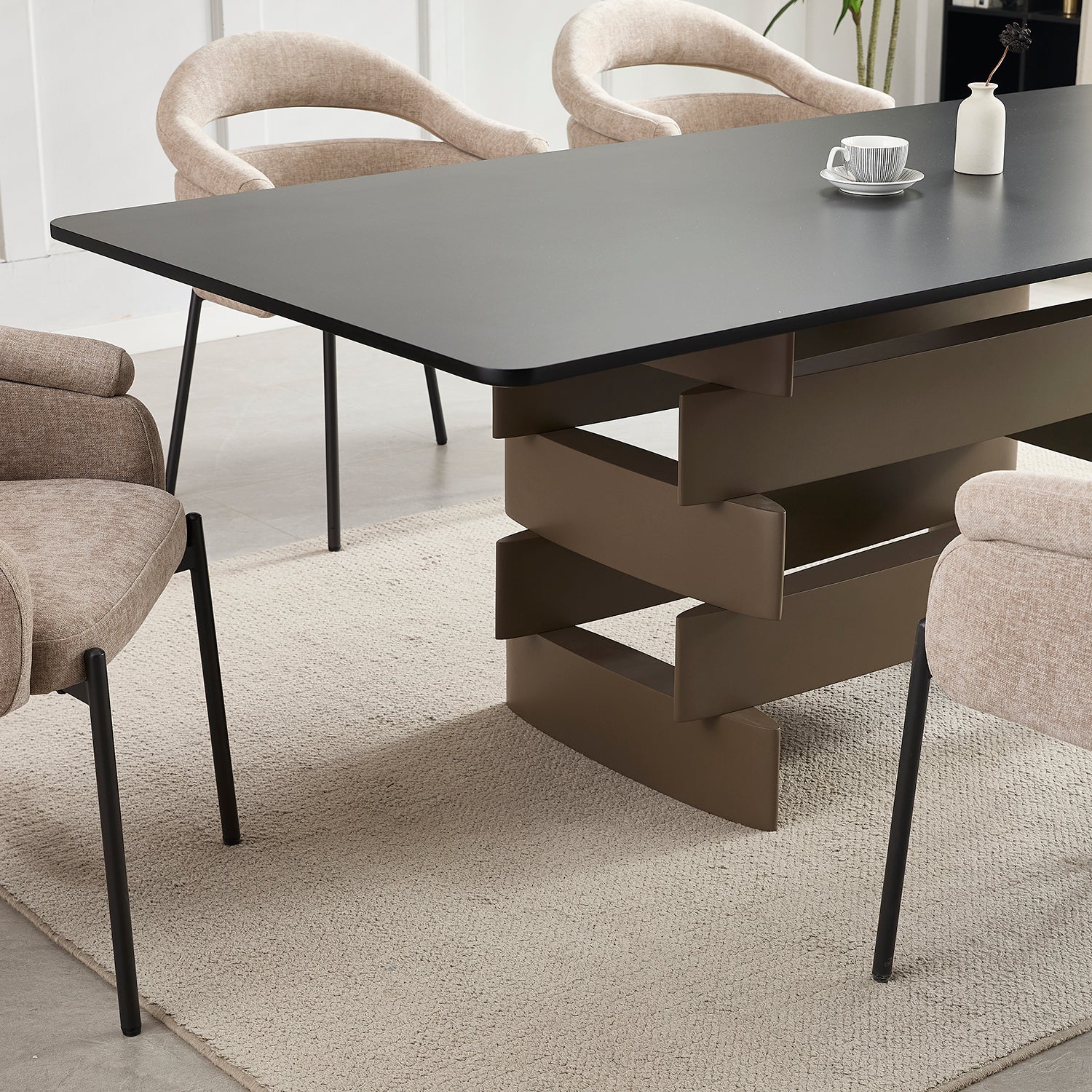 Comedor 6 Puestos Carol Chenille Beige, Natural