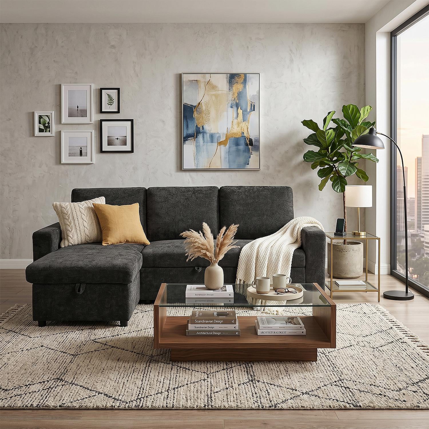 Sala Rinconera Andry Chenille Plomo