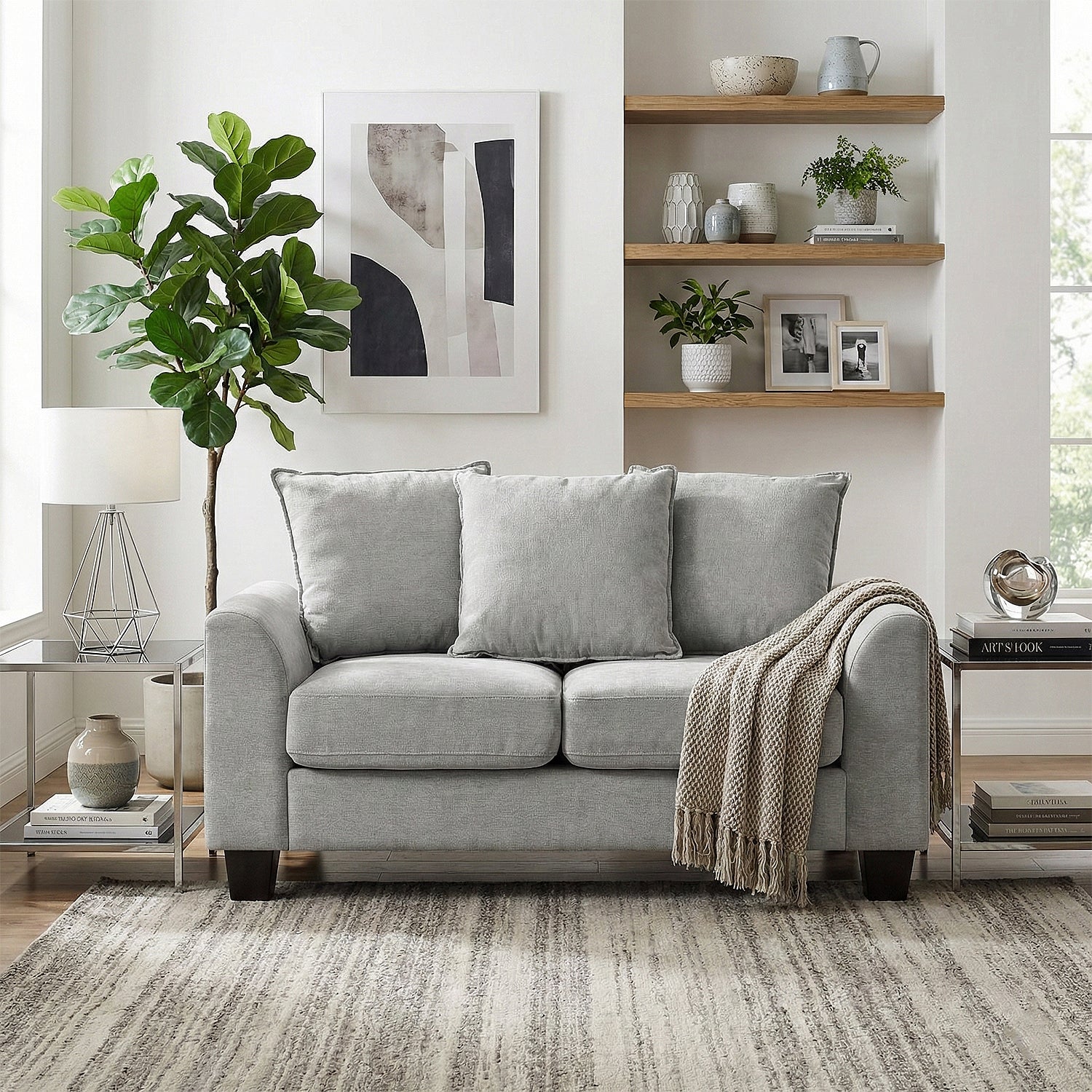 Sofá 2 Puestos Utah Chenille Gris