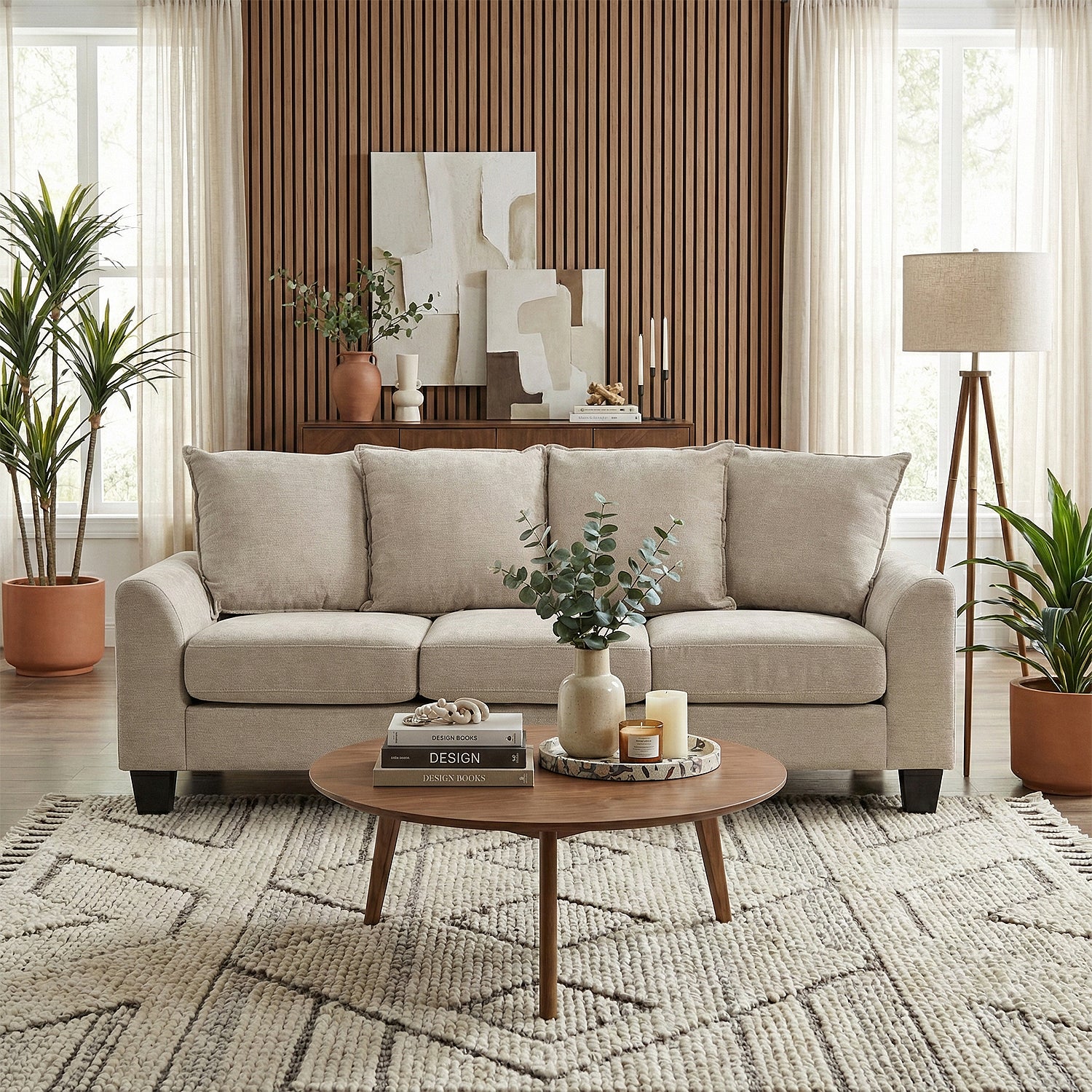 Sofá 3 Puestos Utah Chenille Taupe