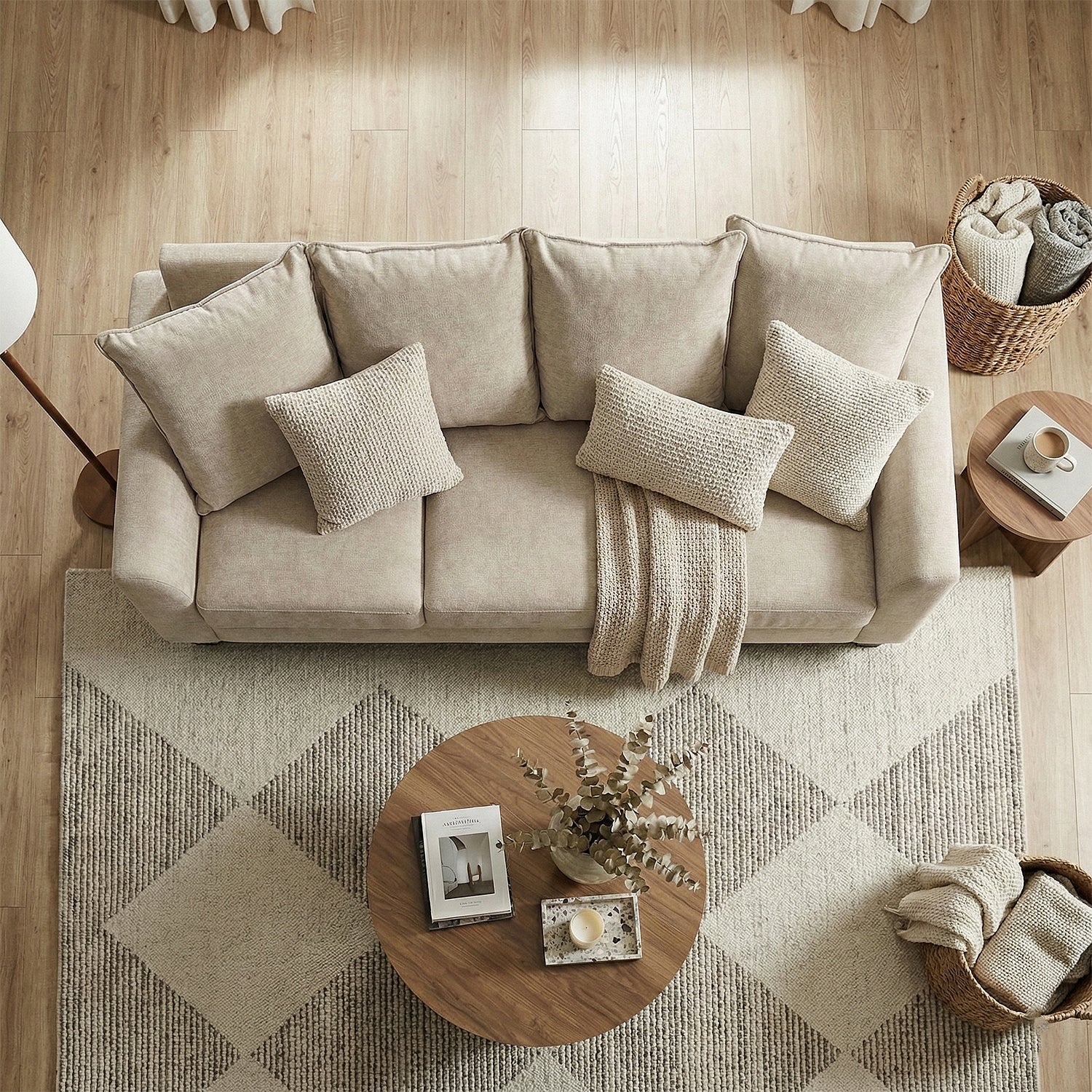 Sofá 3 Puestos Utah Chenille Taupe