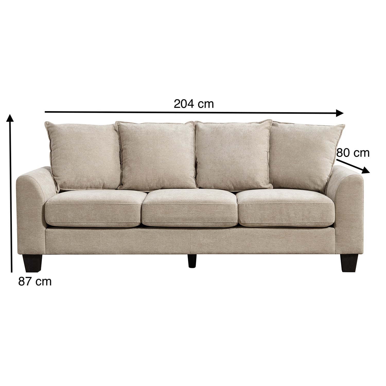 Sofá 3 Puestos Utah Chenille Taupe