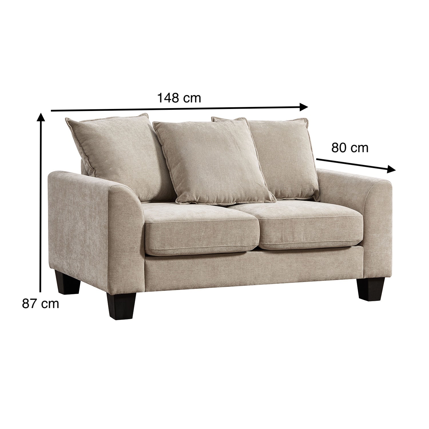 Sofá 2 Puestos Utah Chenille Taupe