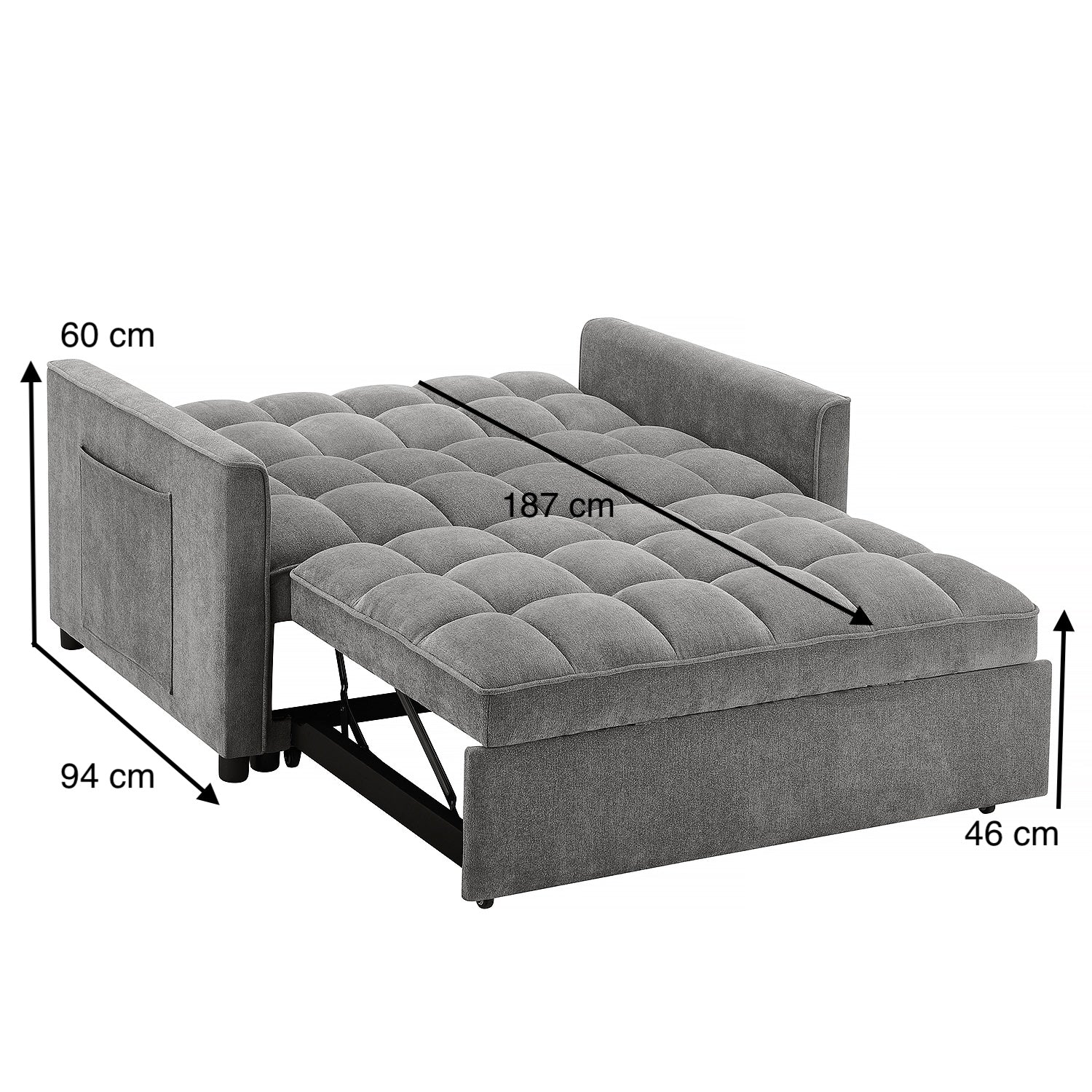 Sofá Cama Gaia Chenille Gris