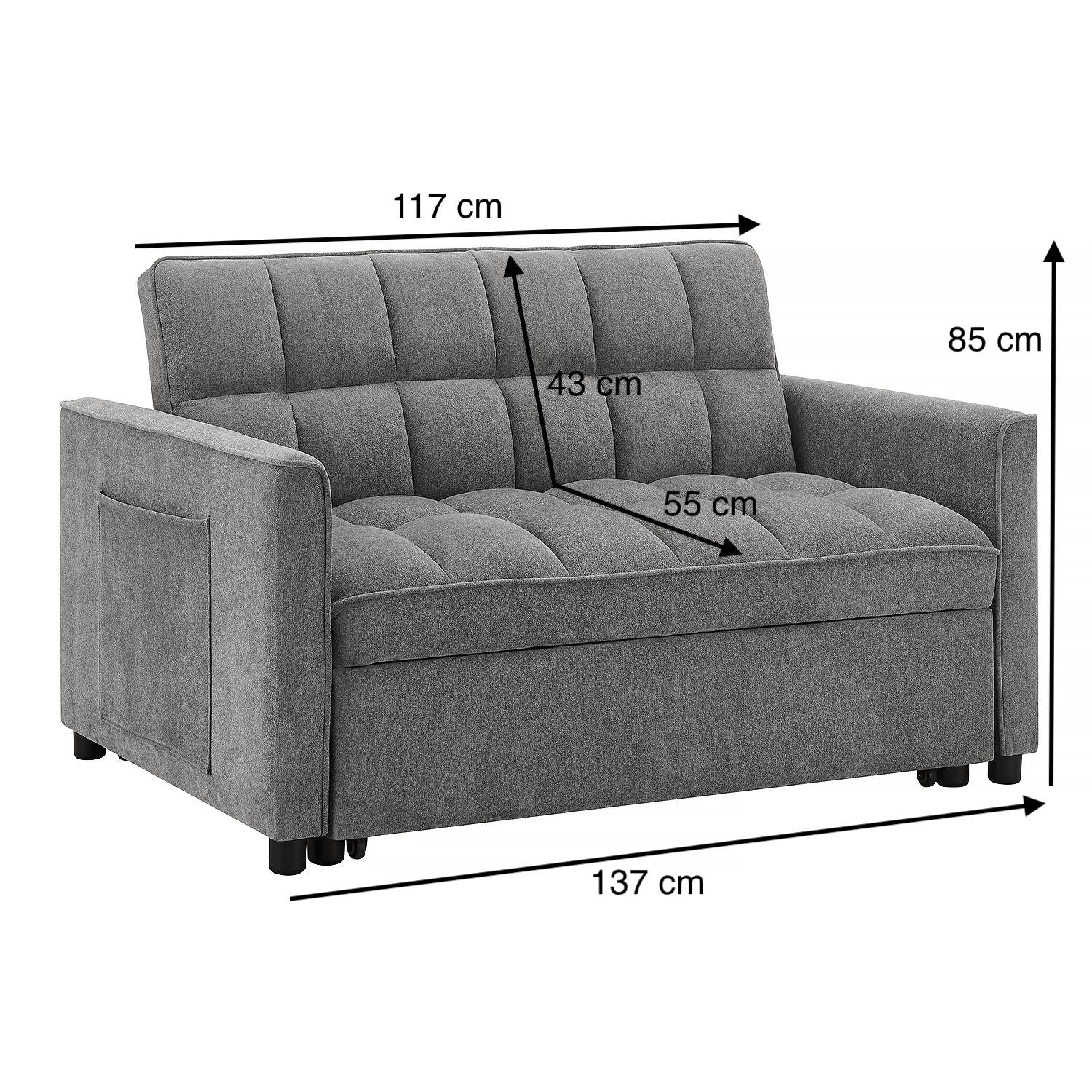 Sofá Cama Gaia Chenille Gris