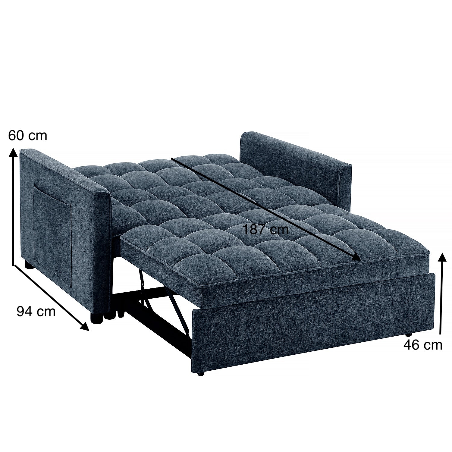 Sofá Cama Gaia Chenille Azul