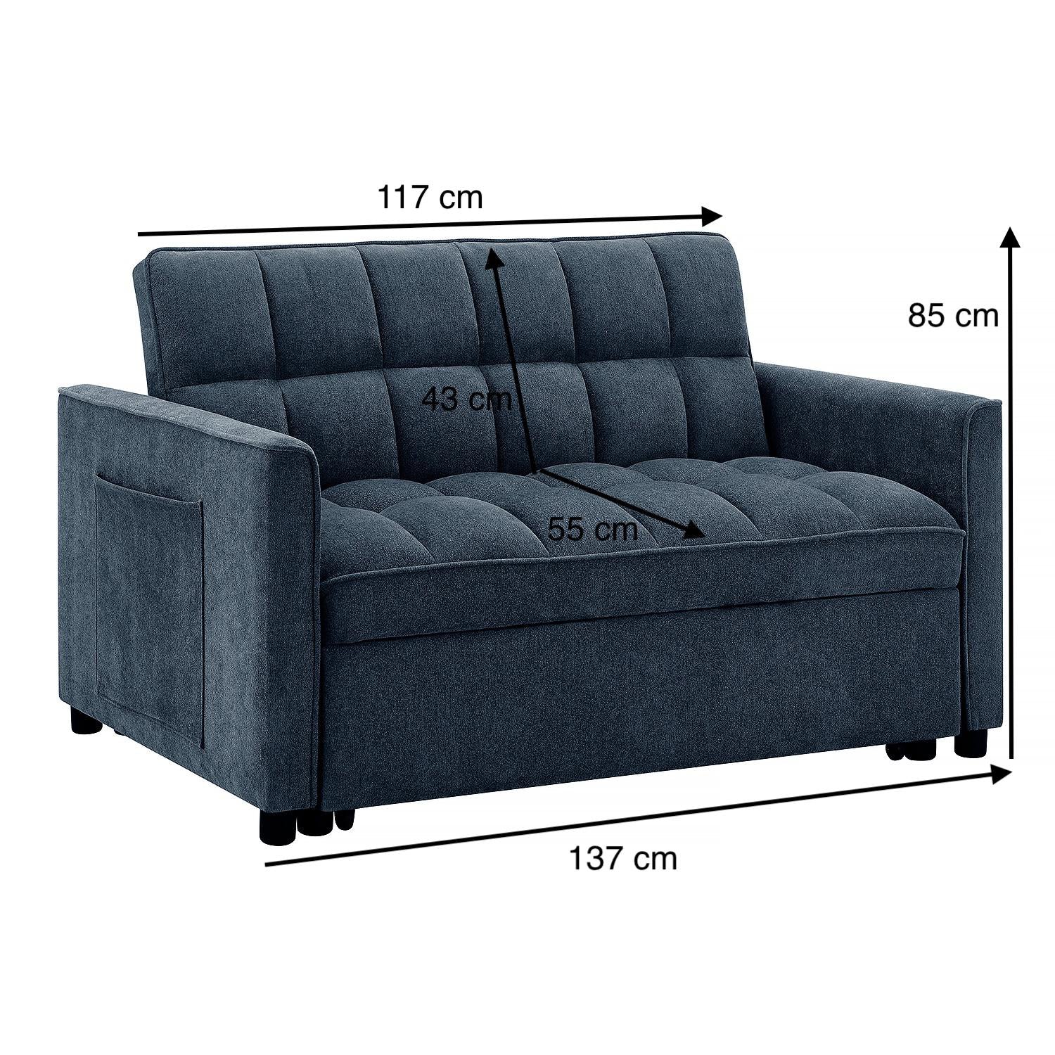 Sofá Cama Gaia Chenille Azul