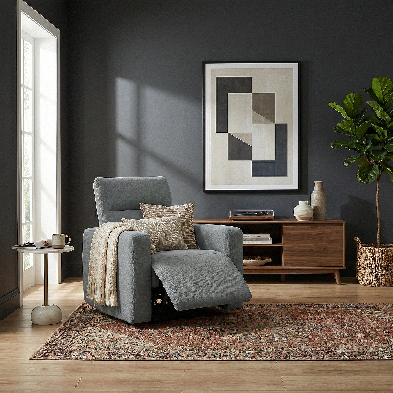 Silla Reclinable Caxias Chenille Gris Plomo