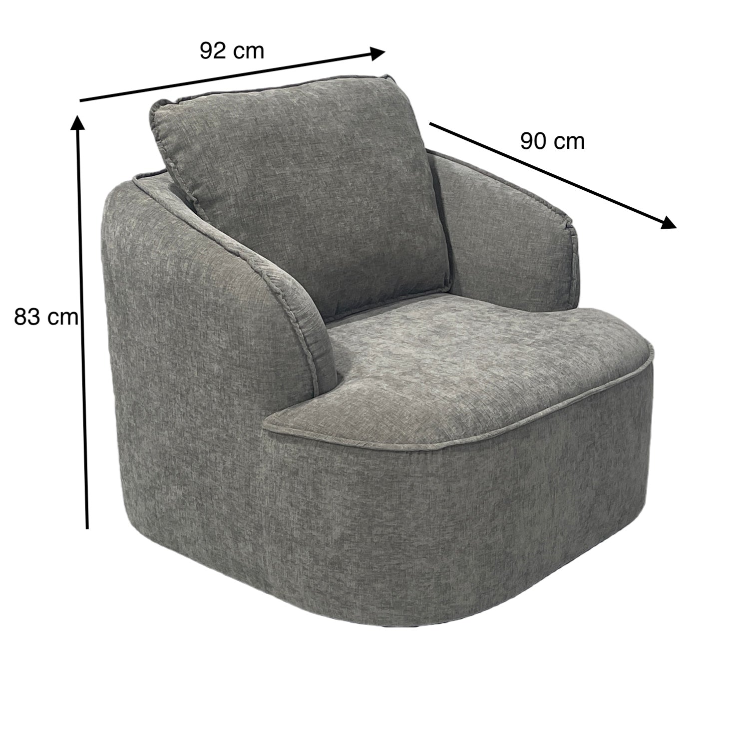 Butaca Elipse Chenille Plata