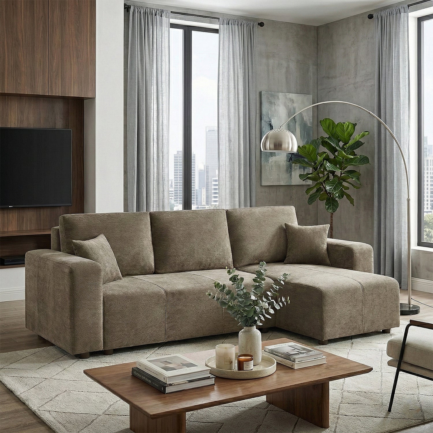 Sala Cama Atenas Chenille Beige